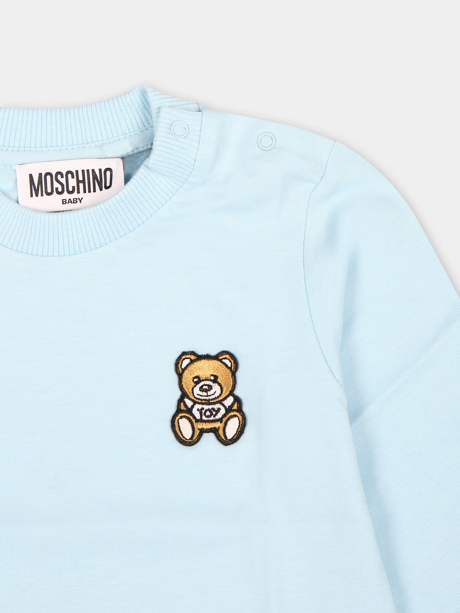 T-shirt celeste per neonato con Teddy Bear,Moschino Kids,MPO00R LAA10 40304