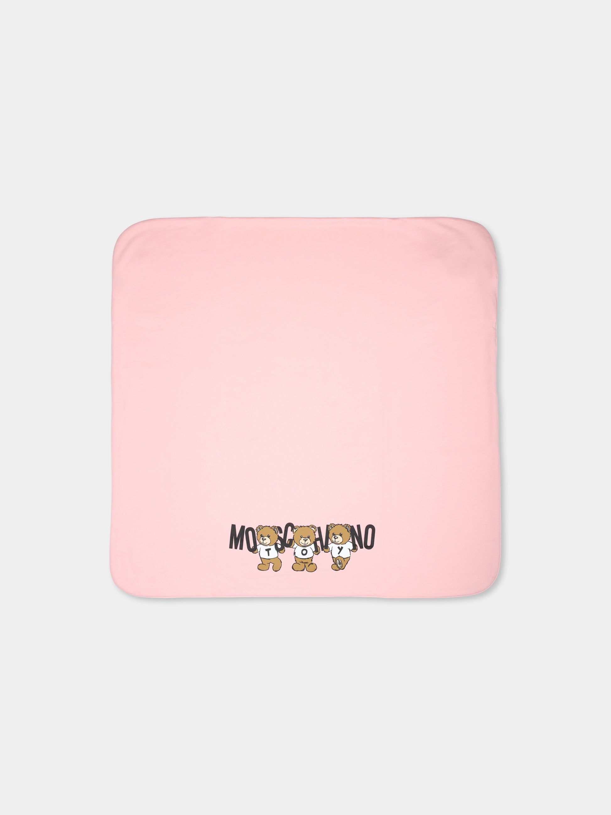 Coperta rosa per neonata con tre Teddy Bears,Moschino Kids,MUB00F LCA40 50209
