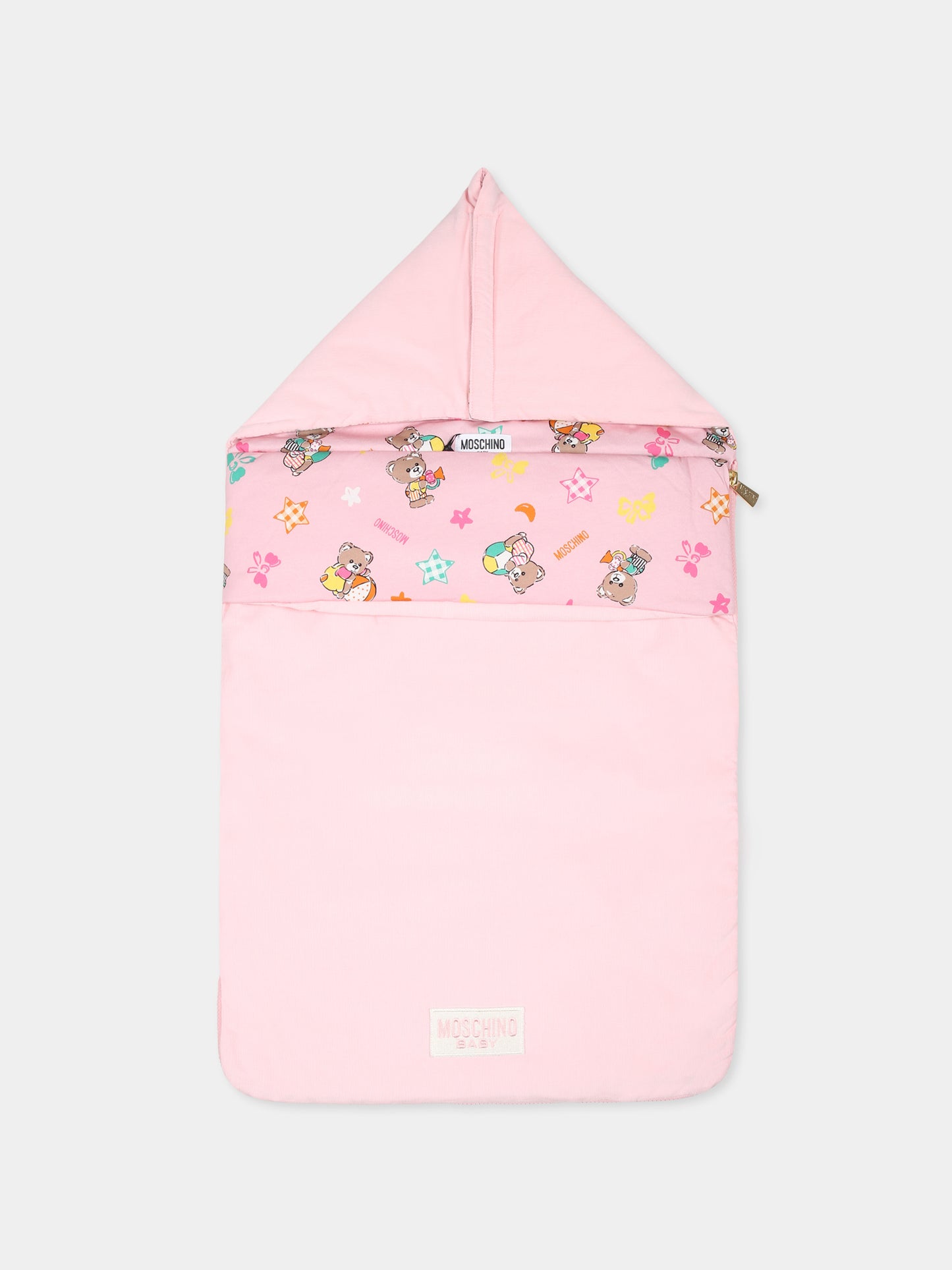 Sacco nanna rosa per neonata con Teddy Bear e stelle,Moschino Kids,MUE00R LWA06 50209