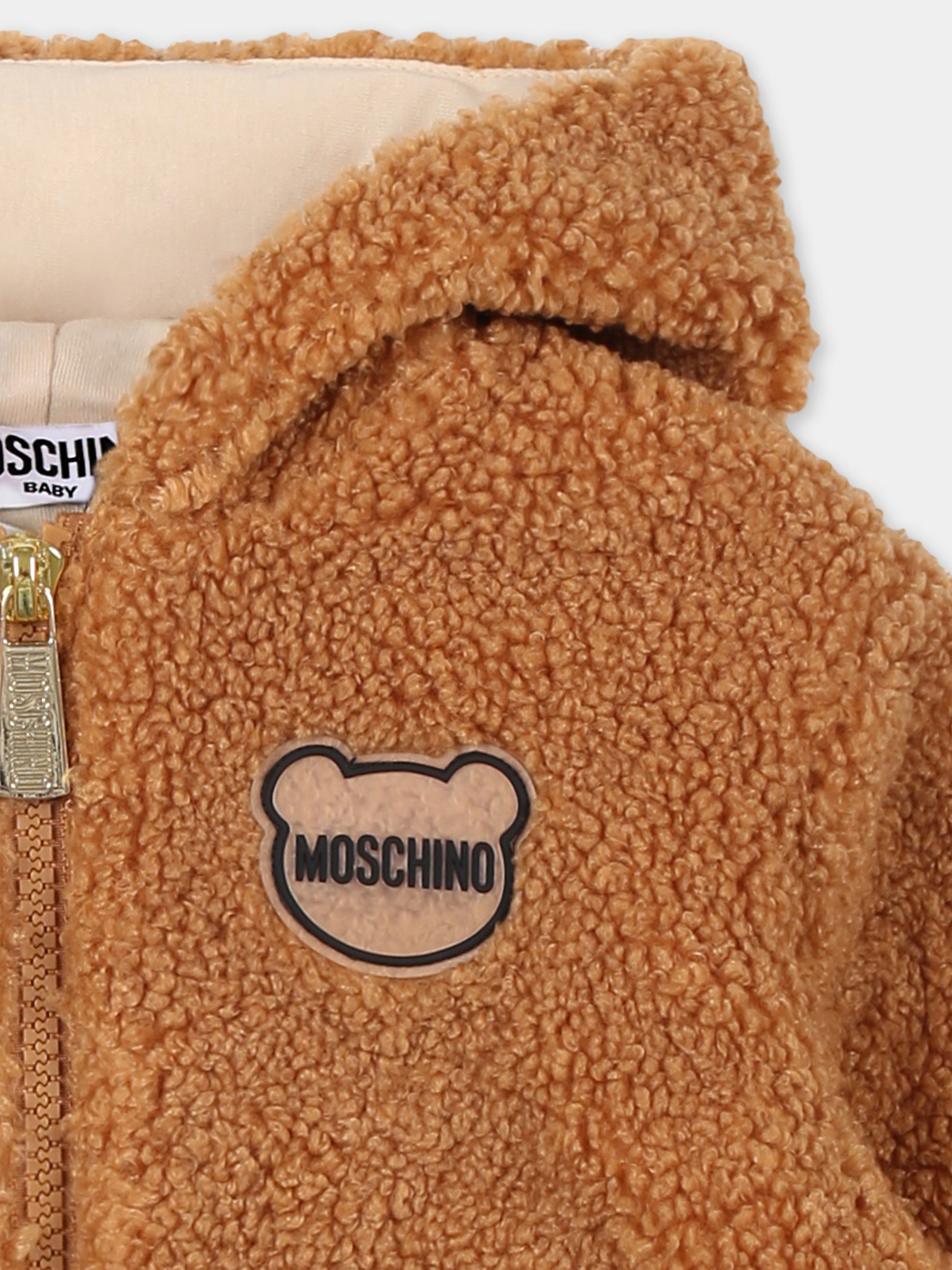 Ecopelliccia marrone per neonati con Teddy Bear,Moschino Kids,MUS02S LIA00 20121