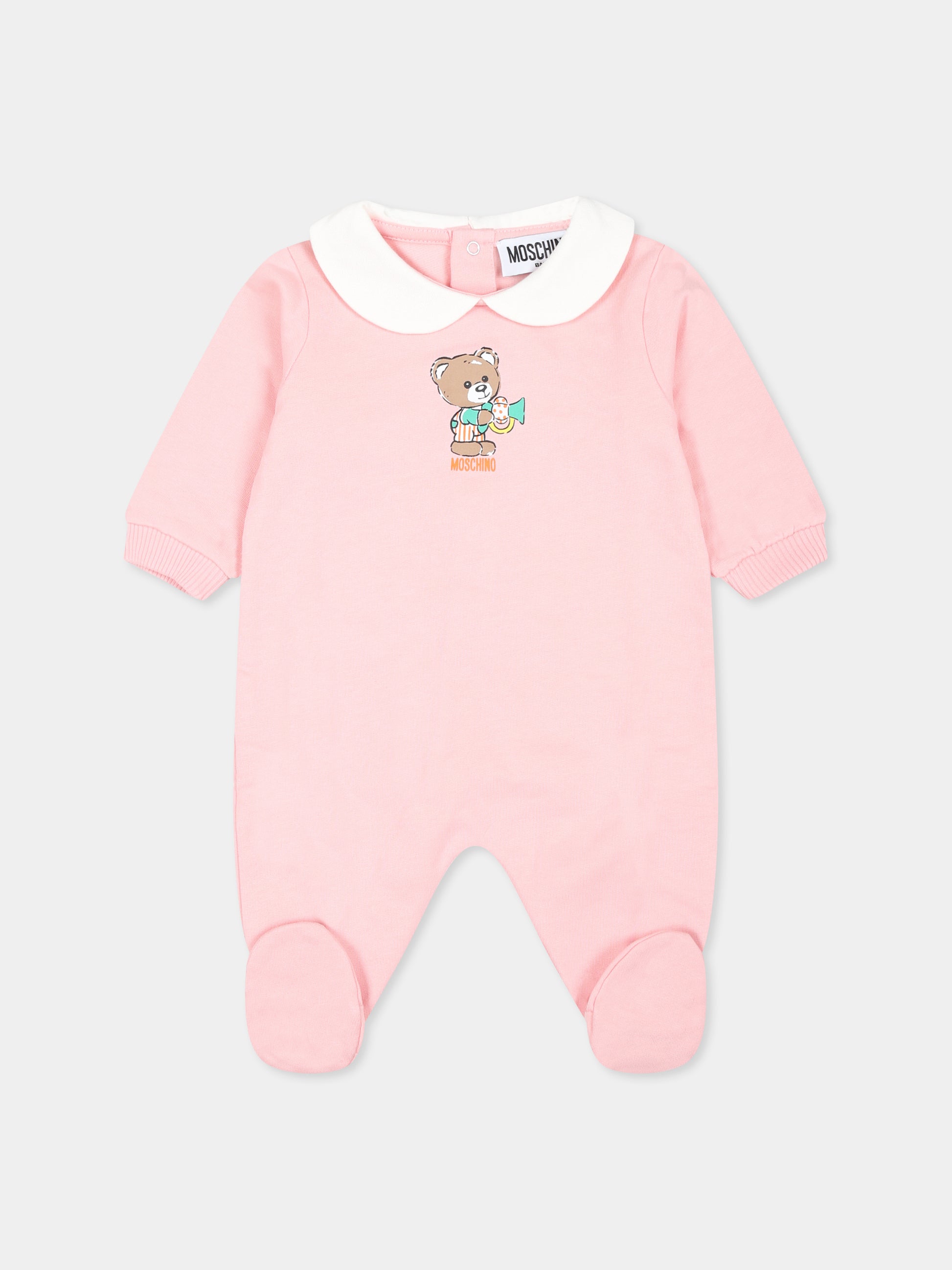 Tutina rosa per neonata con Teddy Bear,Moschino Kids,MUT041 LCA40 50209