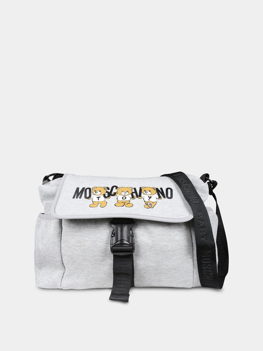 Borsa mamma grigia per neonati con tre Teddy Bears,Moschino Kids,MUX051 LDA32 60901