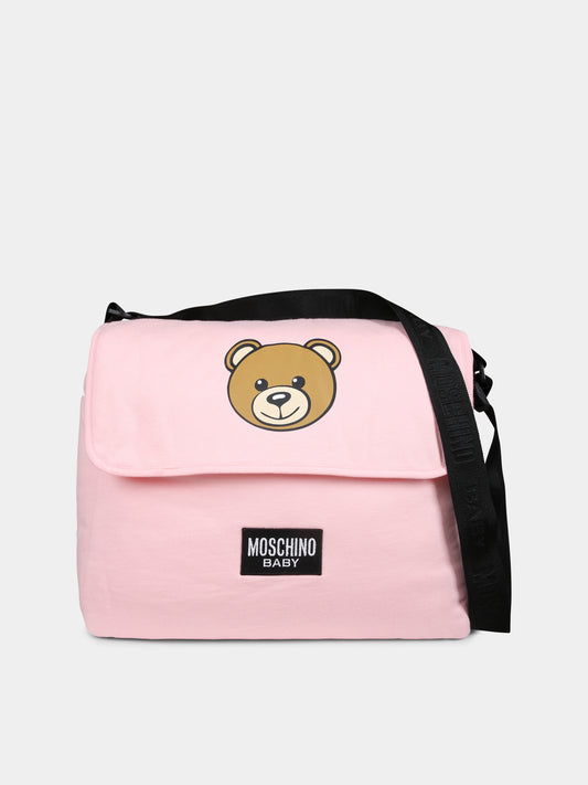 Borsa mamma rosa per neonata con Teddy Bear,Moschino Kids,MUX053 LCA40 50209