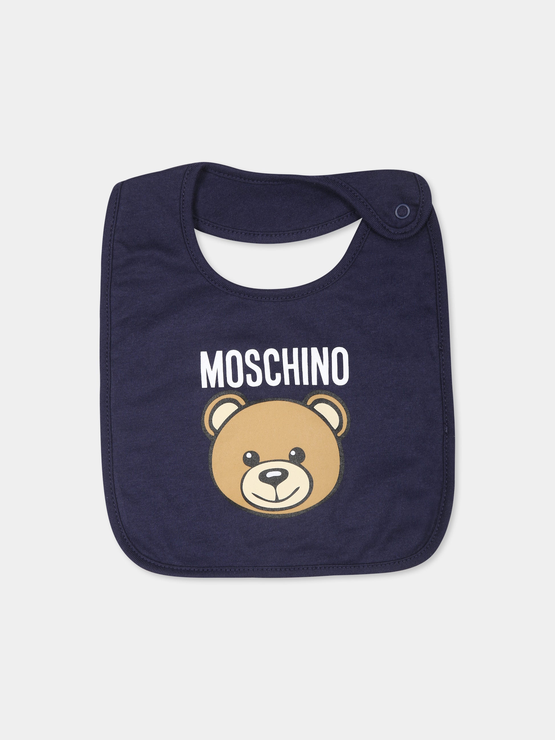 Set accessori blu per neonato con Teddy Bear,Moschino Kids,MUY079 LCA40 40016