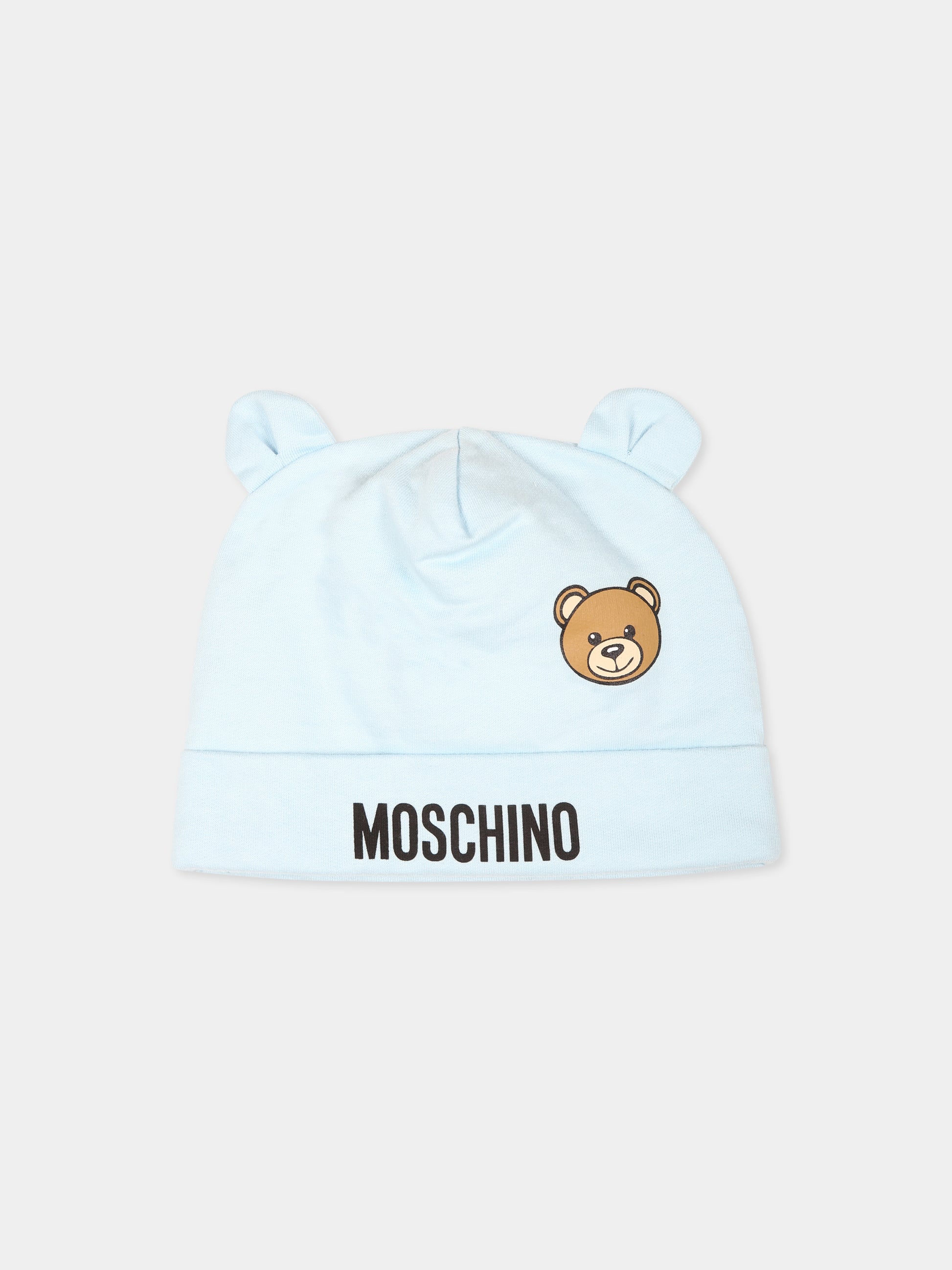 Set accessori celeste per neonato con Teddy Bear,Moschino Kids,MUY079 LCA40 40304