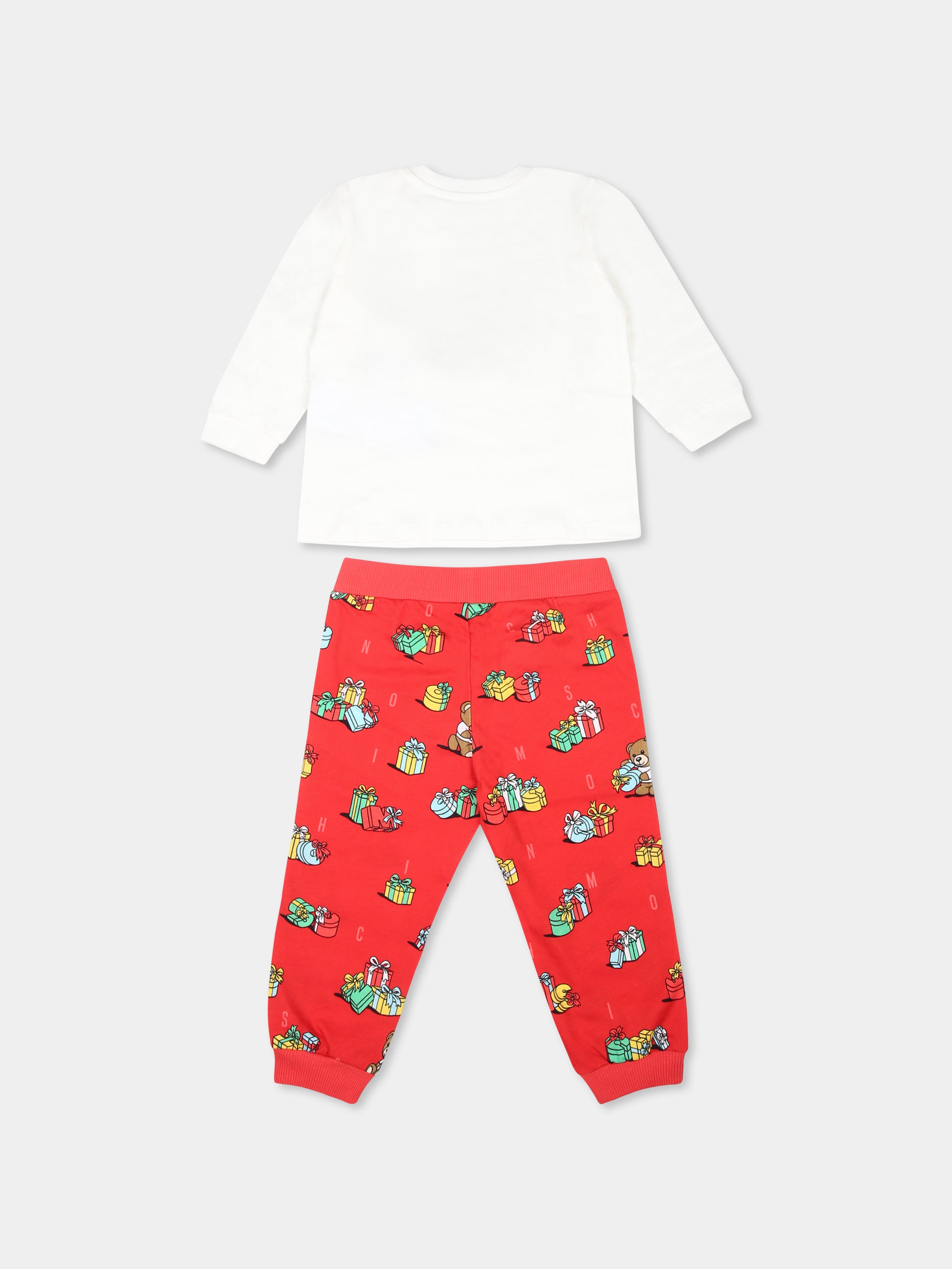 Completo rosso per neonati con Teddy Bear e regali,Moschino Kids,MWK02F LAB96 83627