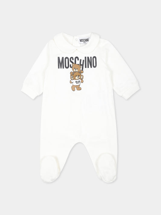 Tutina avorio per neonati con due Teddy Bears,Moschino Kids,MZY037 LCA14 10063