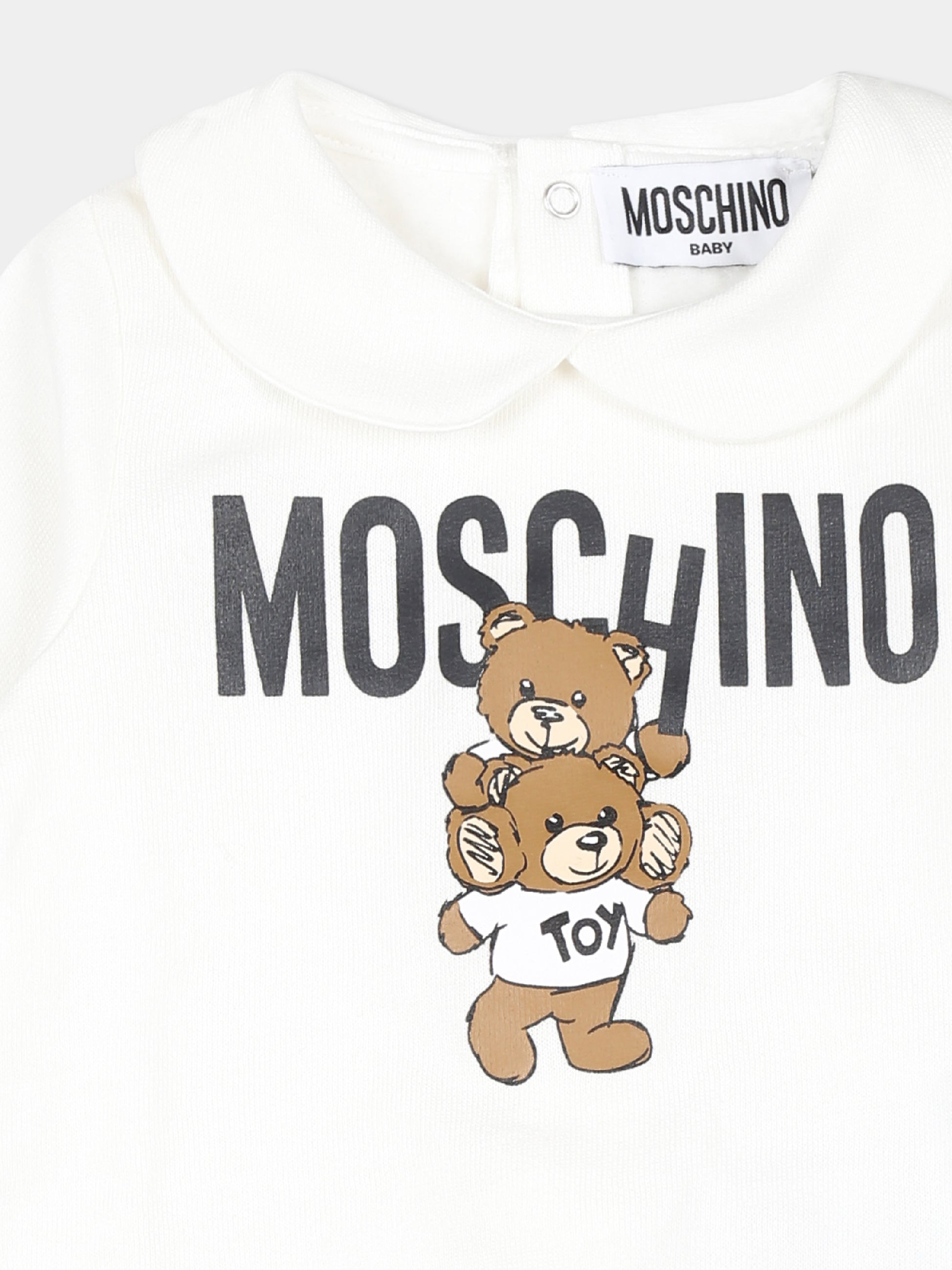 Tutina avorio per neonati con due Teddy Bears,Moschino Kids,MZY037 LCA14 10063