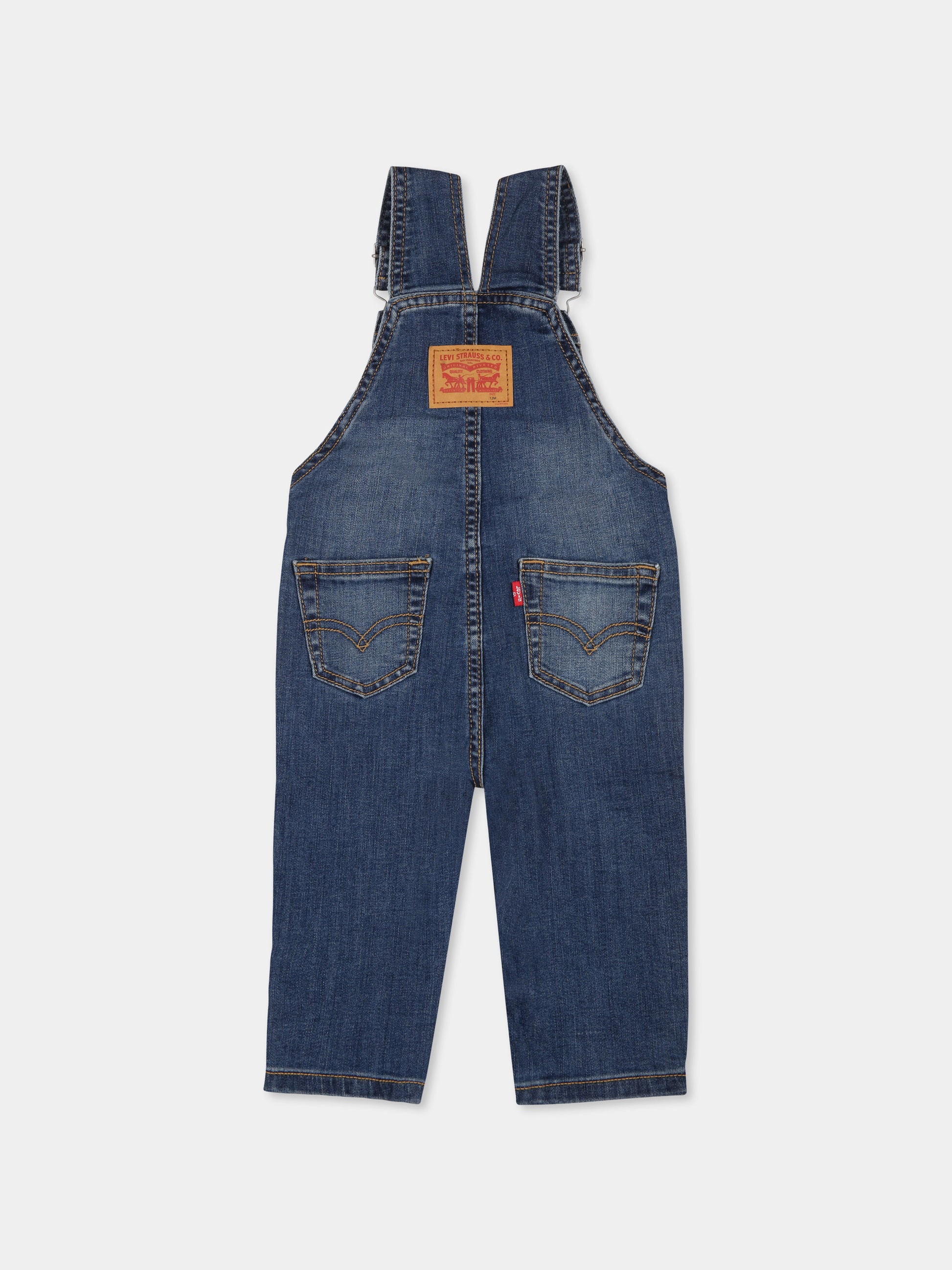 Salopette blu per neonato con logo,Levi's Kids,6ED533 MBM