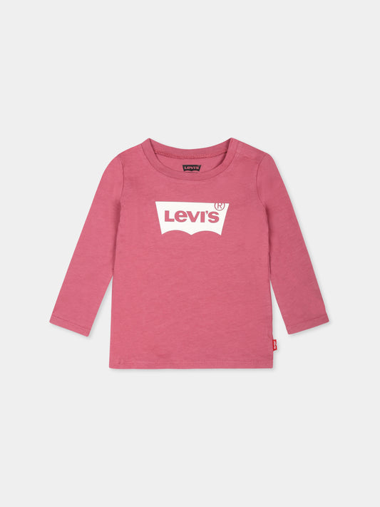 T-shirt rosa per neonata con logo,Levi's Kids,1EA643 AHT