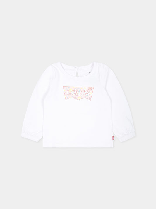 T-shirt bianca per neonata con logo,Levi's Kids,1EL412 W1T