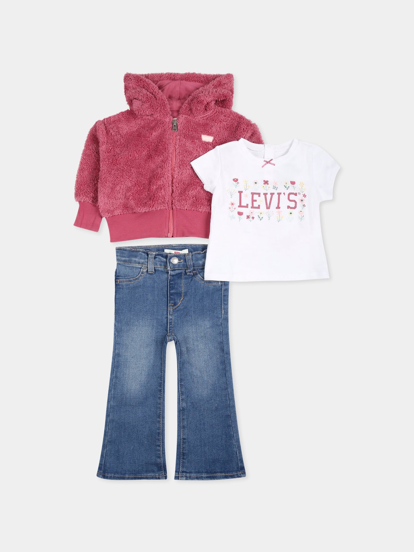 Completo rosa per neonata con logo e fiori,Levi's Kids,1EK978 AHT