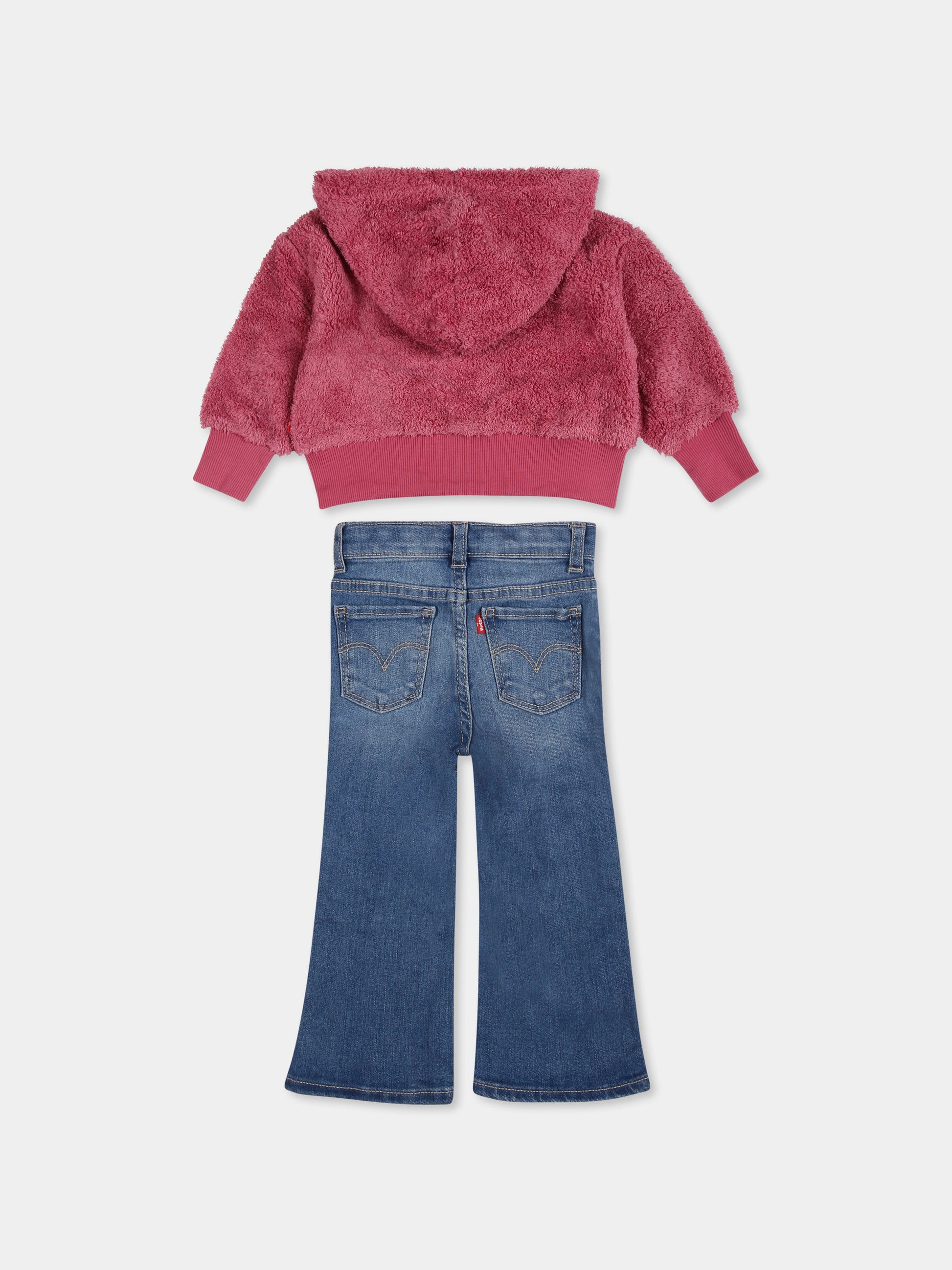 Completo rosa per neonata con logo e fiori,Levi's Kids,1EK978 AHT