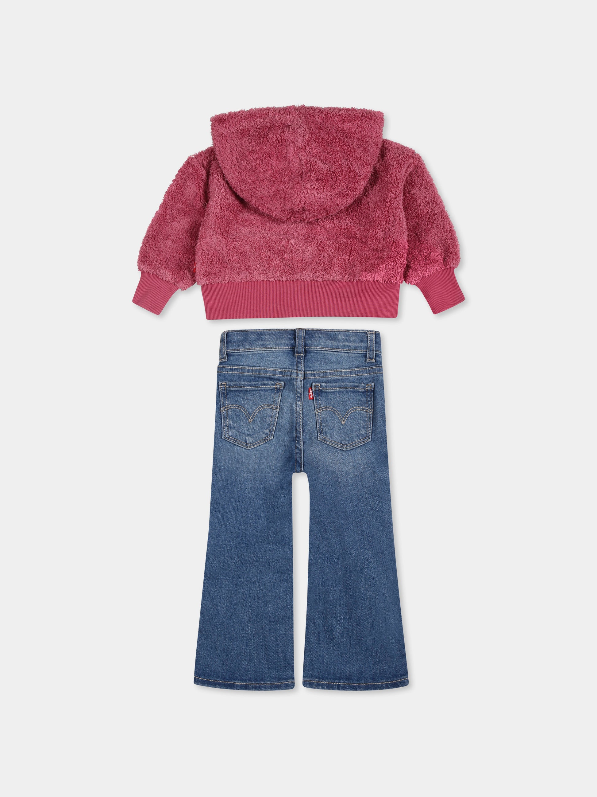 Completo rosa per neonata con logo e fiori,Levi's Kids,1EK978 AHT