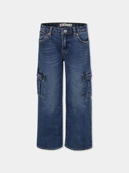 Jeans in denim  Wide Leg  per bambina con patch logato,Levi's Kids,EK991 DAC