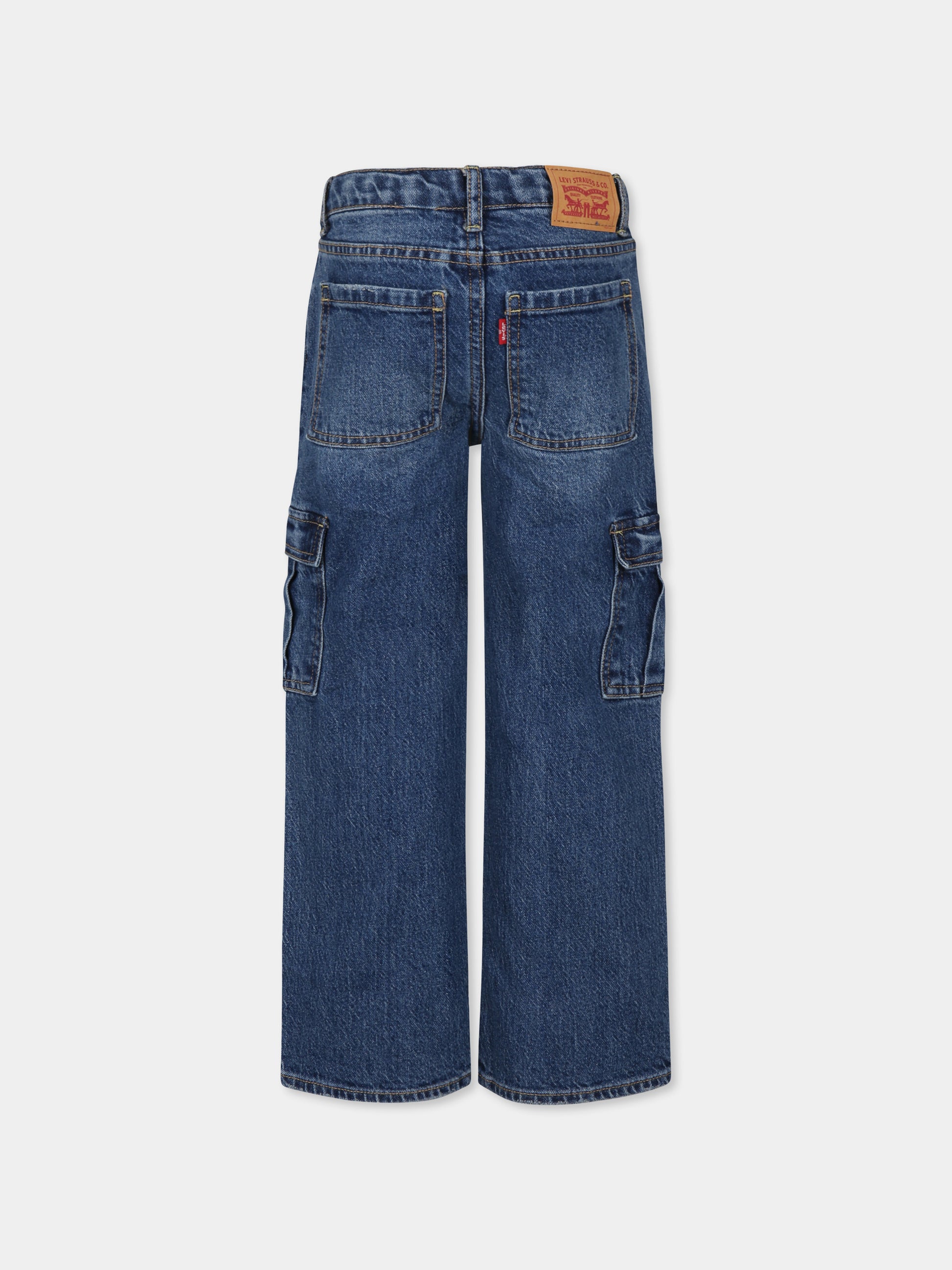 Jeans in denim  Wide Leg  per bambina con patch logato,Levi's Kids,EK991 DAC