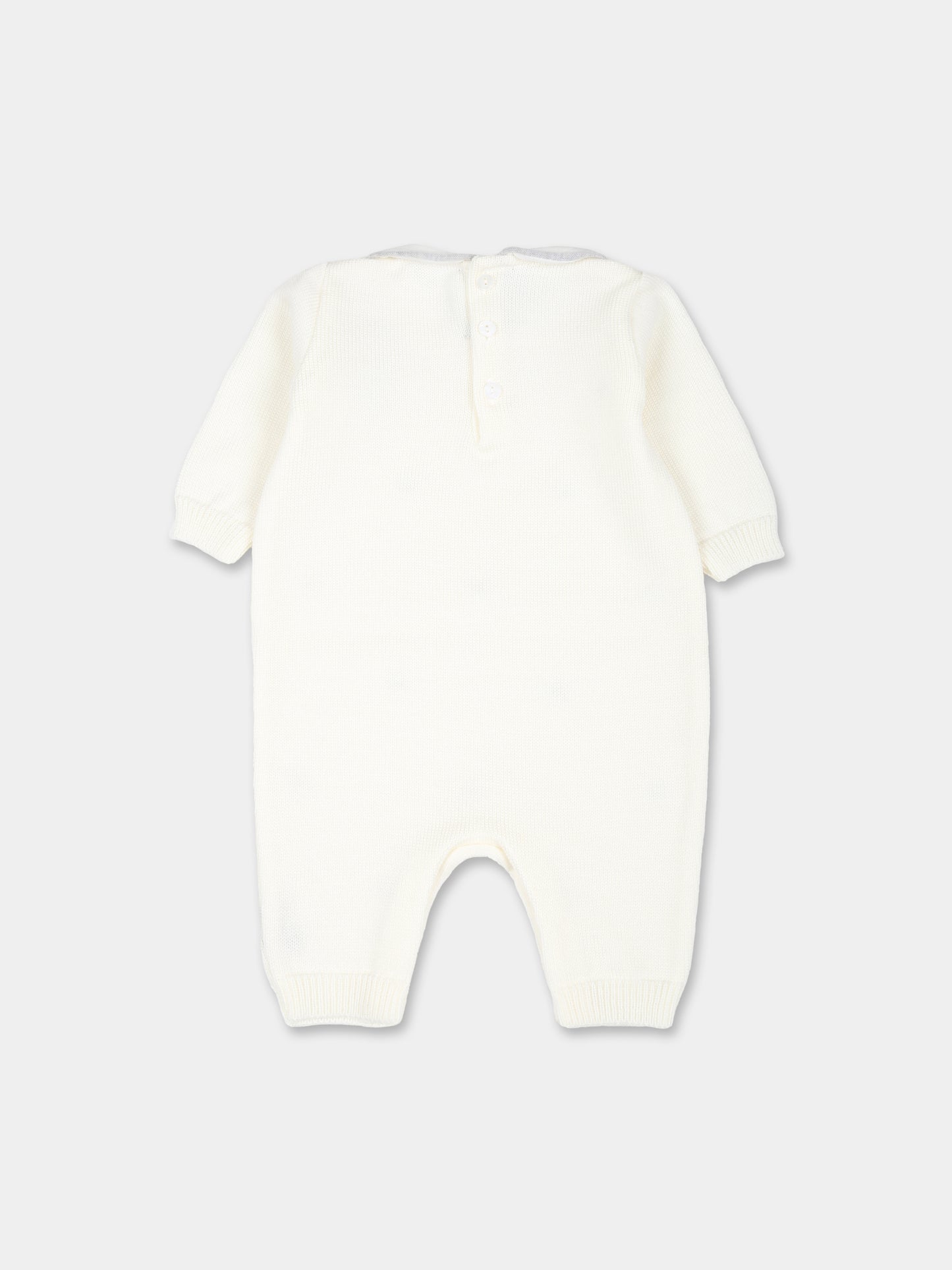 Tutina bianca per neonati con pois grigi,Little Bear,9115 LATTE/GRIGIO