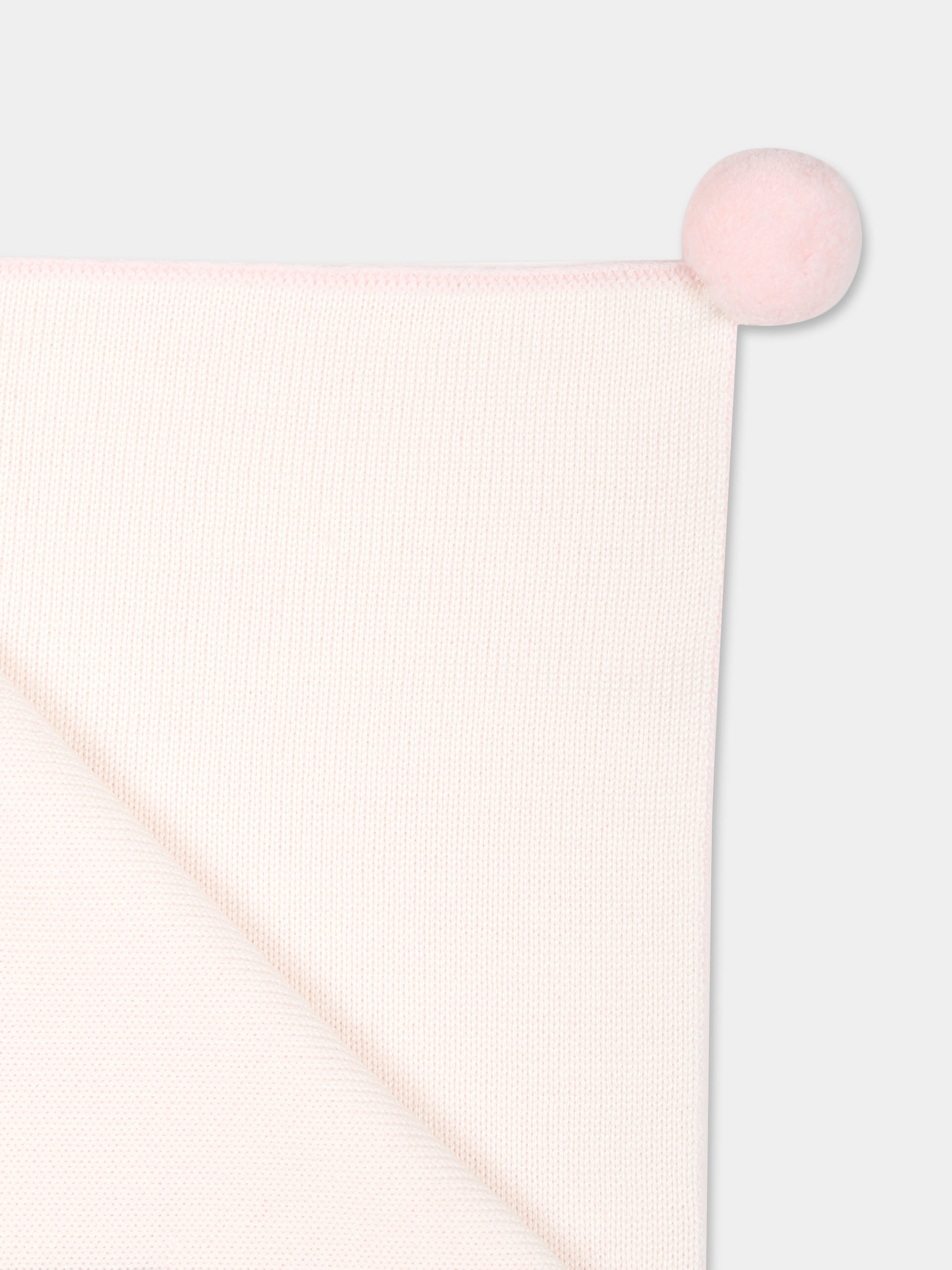 Coperta rosa per neonata con pom pon,Little Bear,9107 CIPRIA/LATTE