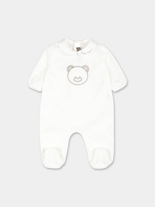 Tutina bianca per neonati con orso,Little Bear,9030 LATTE/CORDA