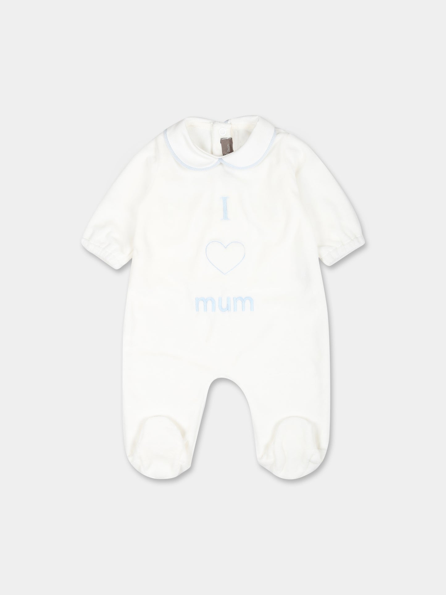 Tutina bianca per neonato con scritta Mum,Little Bear,9038 LATTE/CIELO