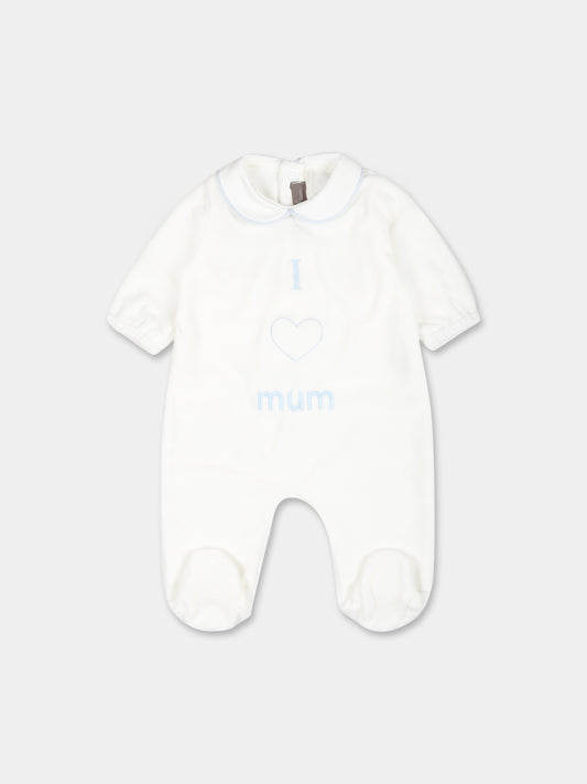 Tutina bianca per neonato con scritta Mum,Little Bear,9038 LATTE/CIELO