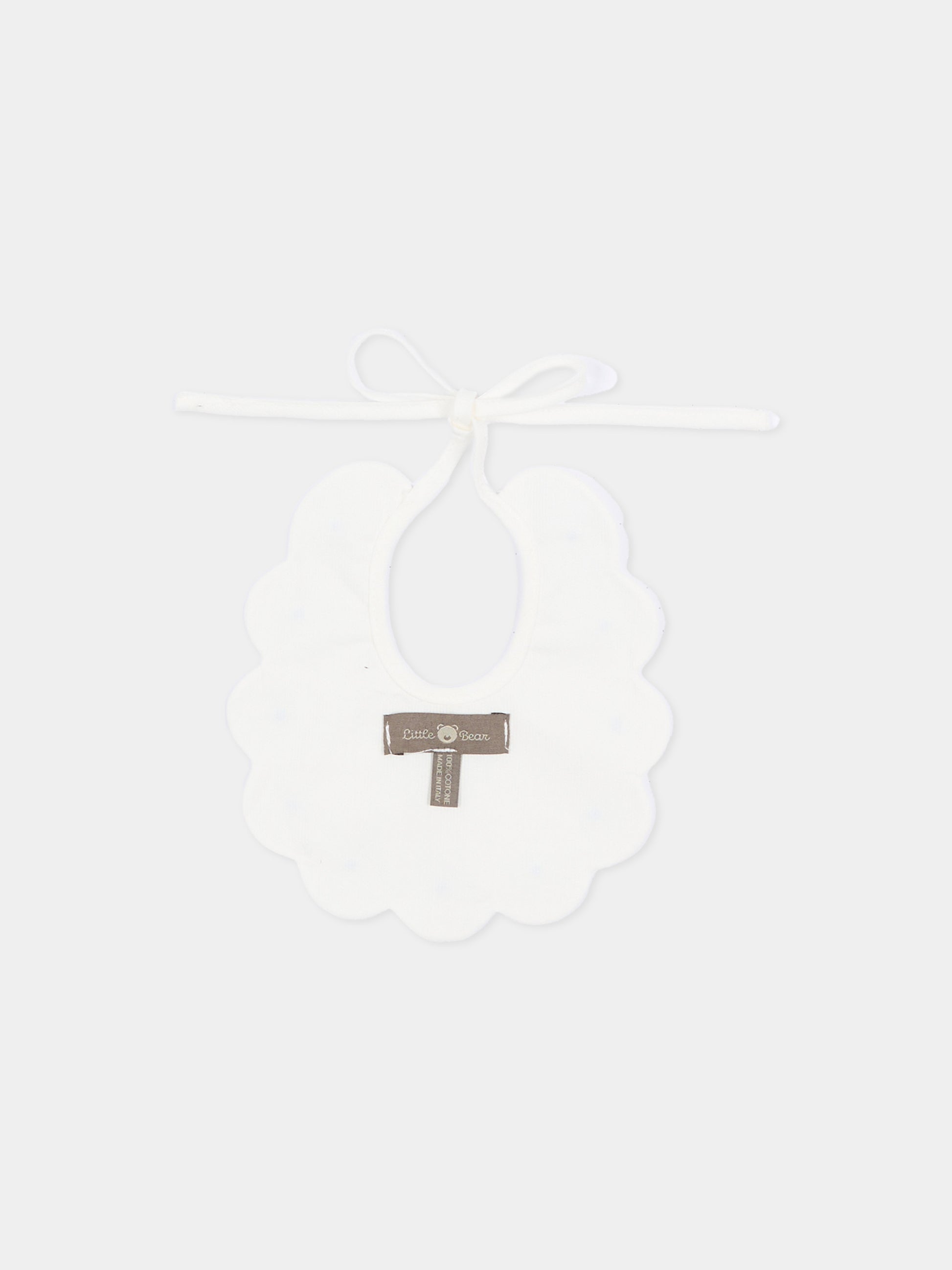Bavaglino bianco per neonato con pois,Little Bear,2042 LATTE/CIELO