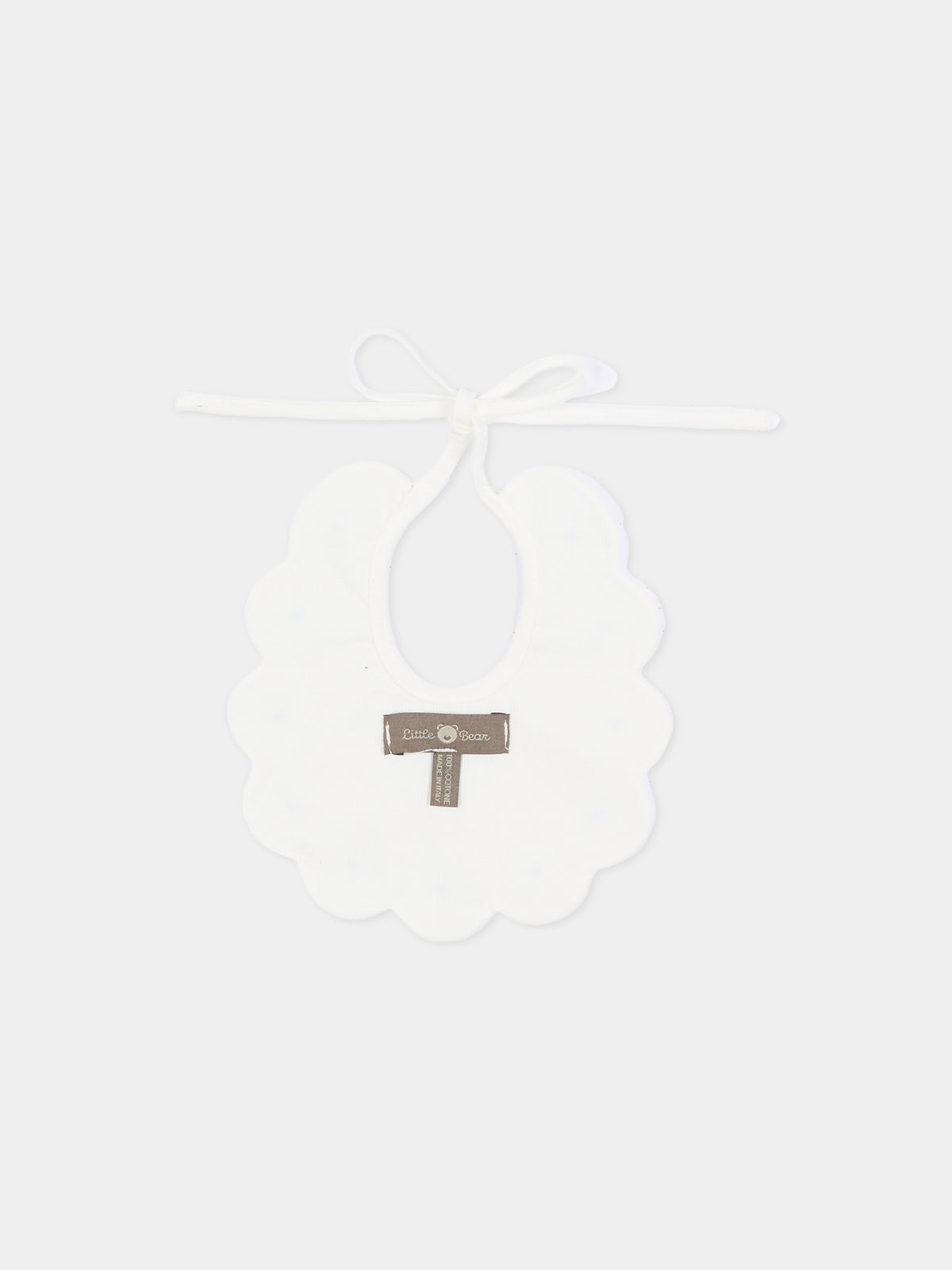 Bavaglino bianco per neonato con pois,Little Bear,2042 LATTE/CIELO