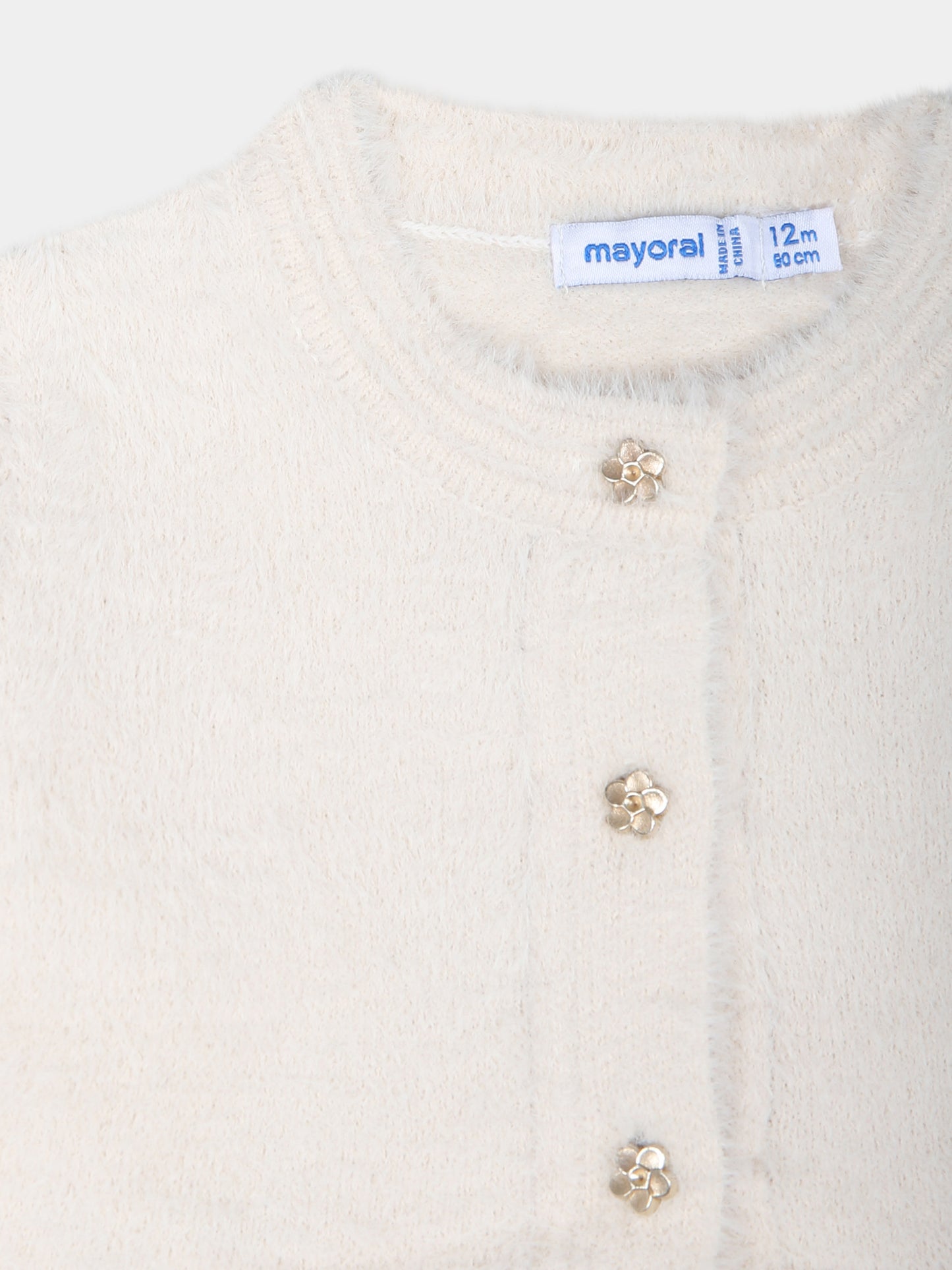 Cardigan crop beige per neonata con logo,Mayoral,2325 083