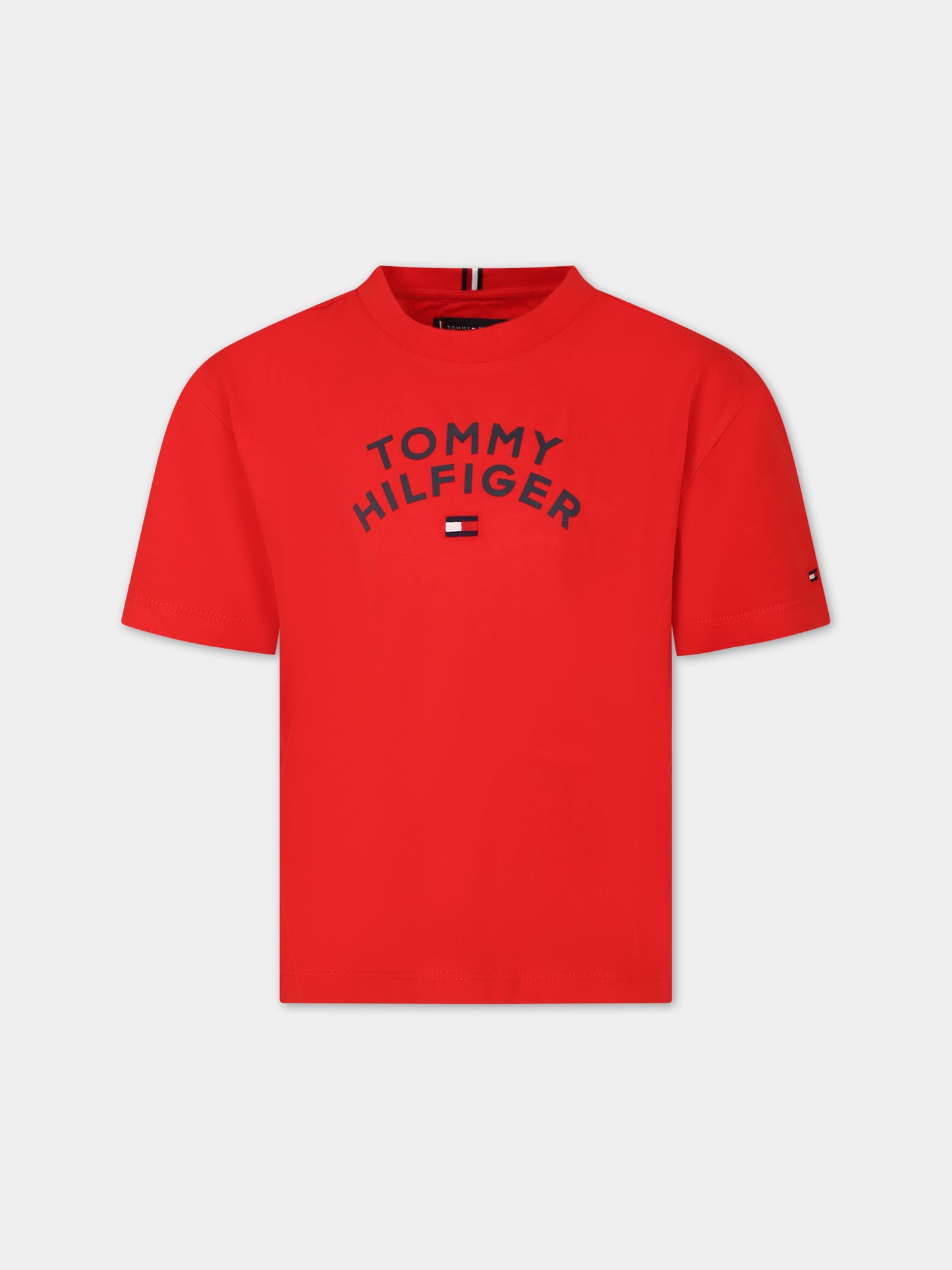 T-shirt rossa per bambino con logo,Tommy Hilfiger Junior,23WMTHKB0KB08548T SNE