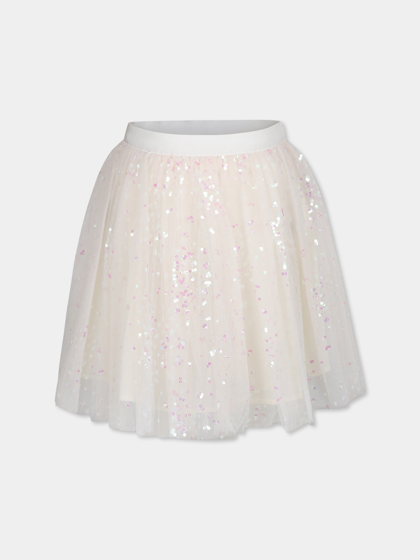 Gonna avorio per bambina con paillettes iridescenti,Bonpoint,W04GSKW00026 025