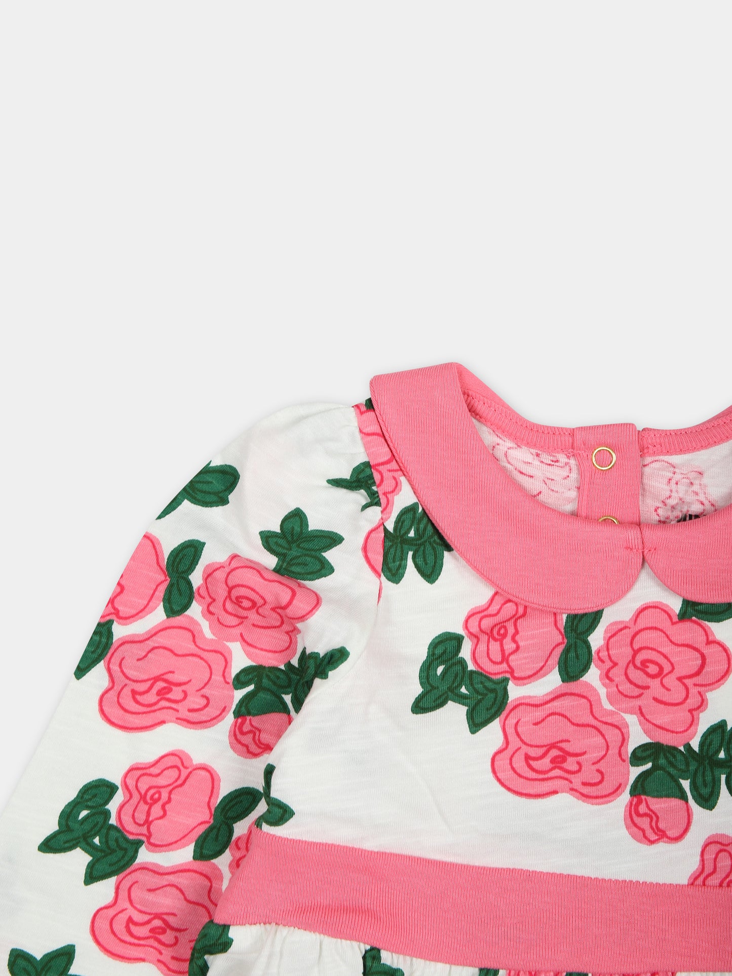 Vestito bianco per neonata con rose,Mini Rodini,2415010828