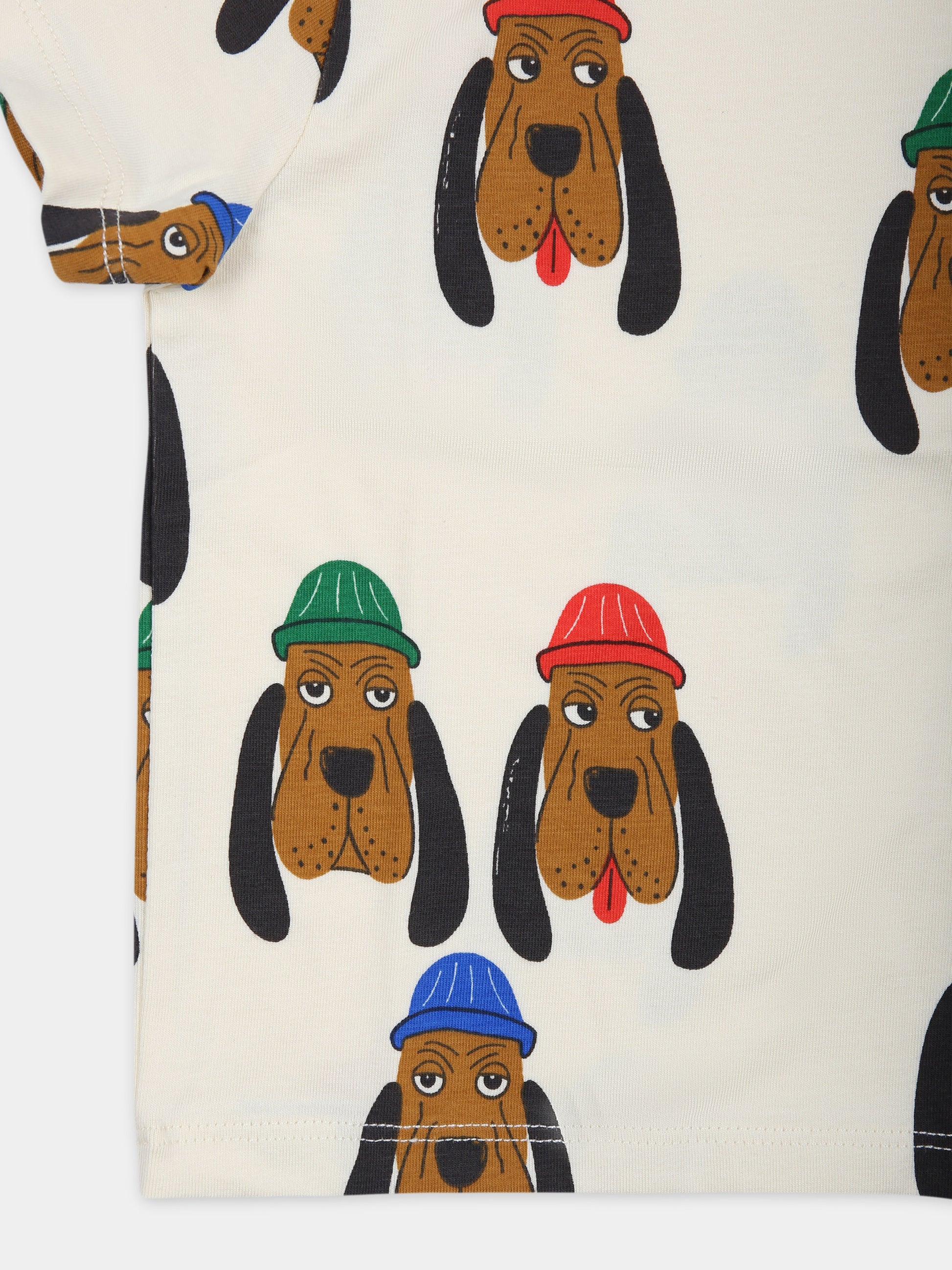 T-shirt avorio per neonati con cani,Mini Rodini,2412011211