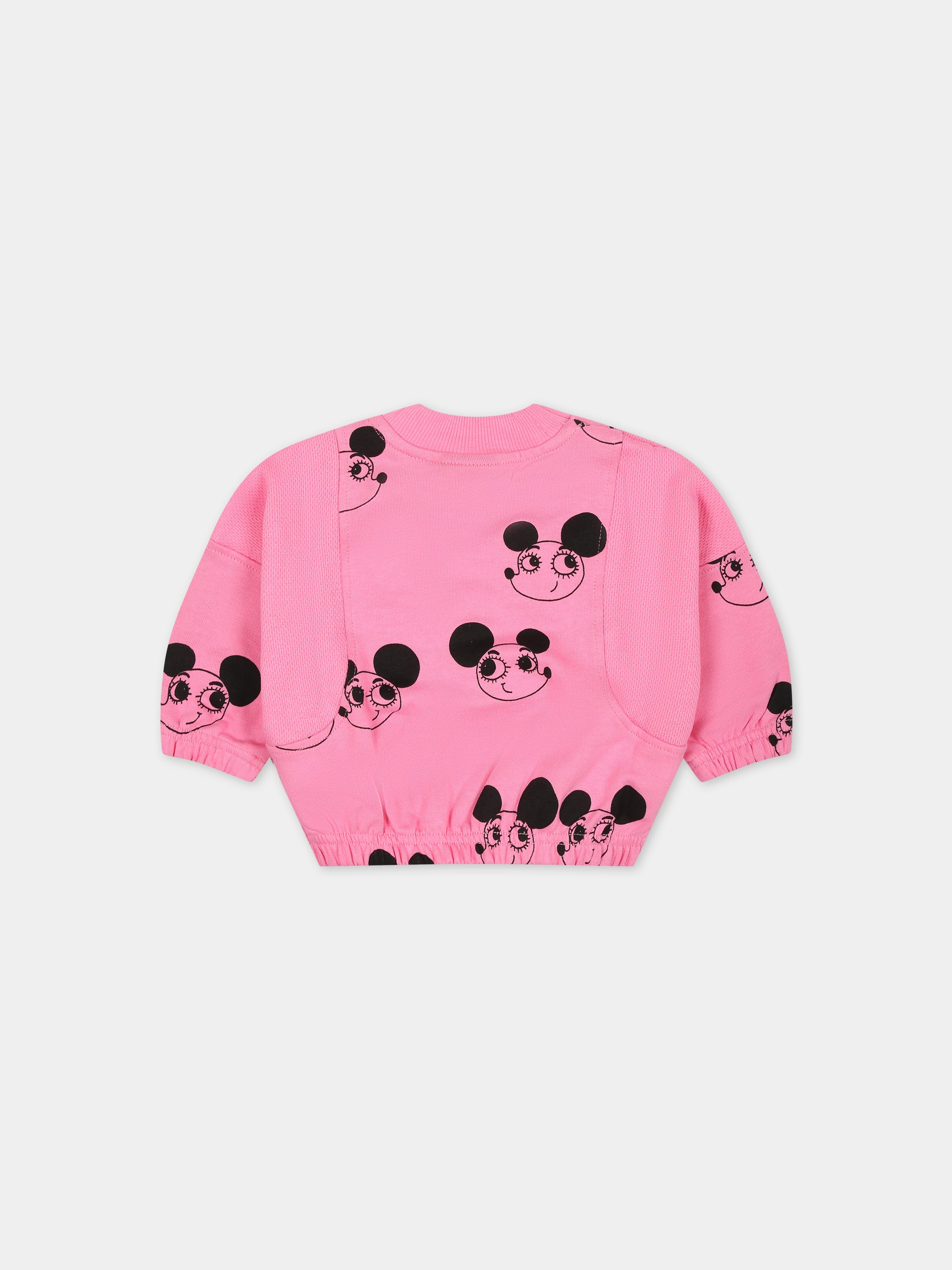 Felpa rosa per neonata con topolini,Mini Rodini,2412012428