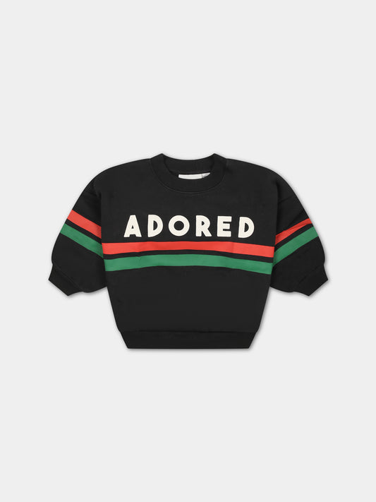 Felpa nera per neonati con scritta,Mini Rodini,2412011999