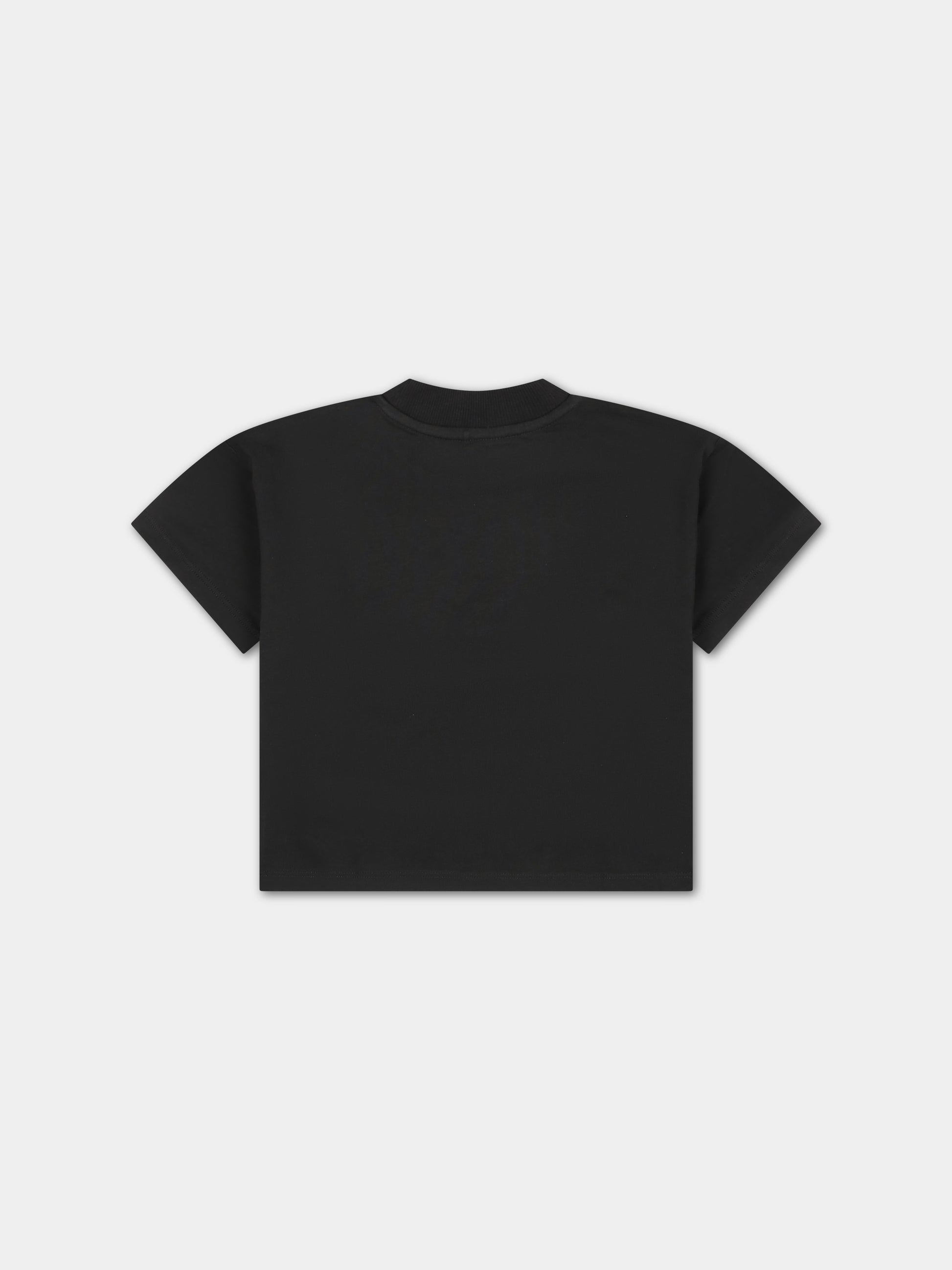 T-shirt nera per neonati con scritta,Mini Rodini,2412012199