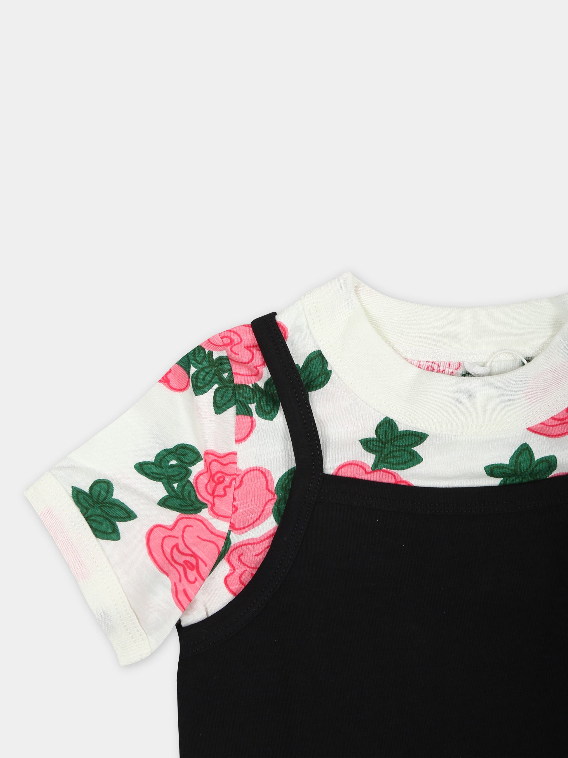 Completo nero per bambina con rose,Mini Rodini,2415010900