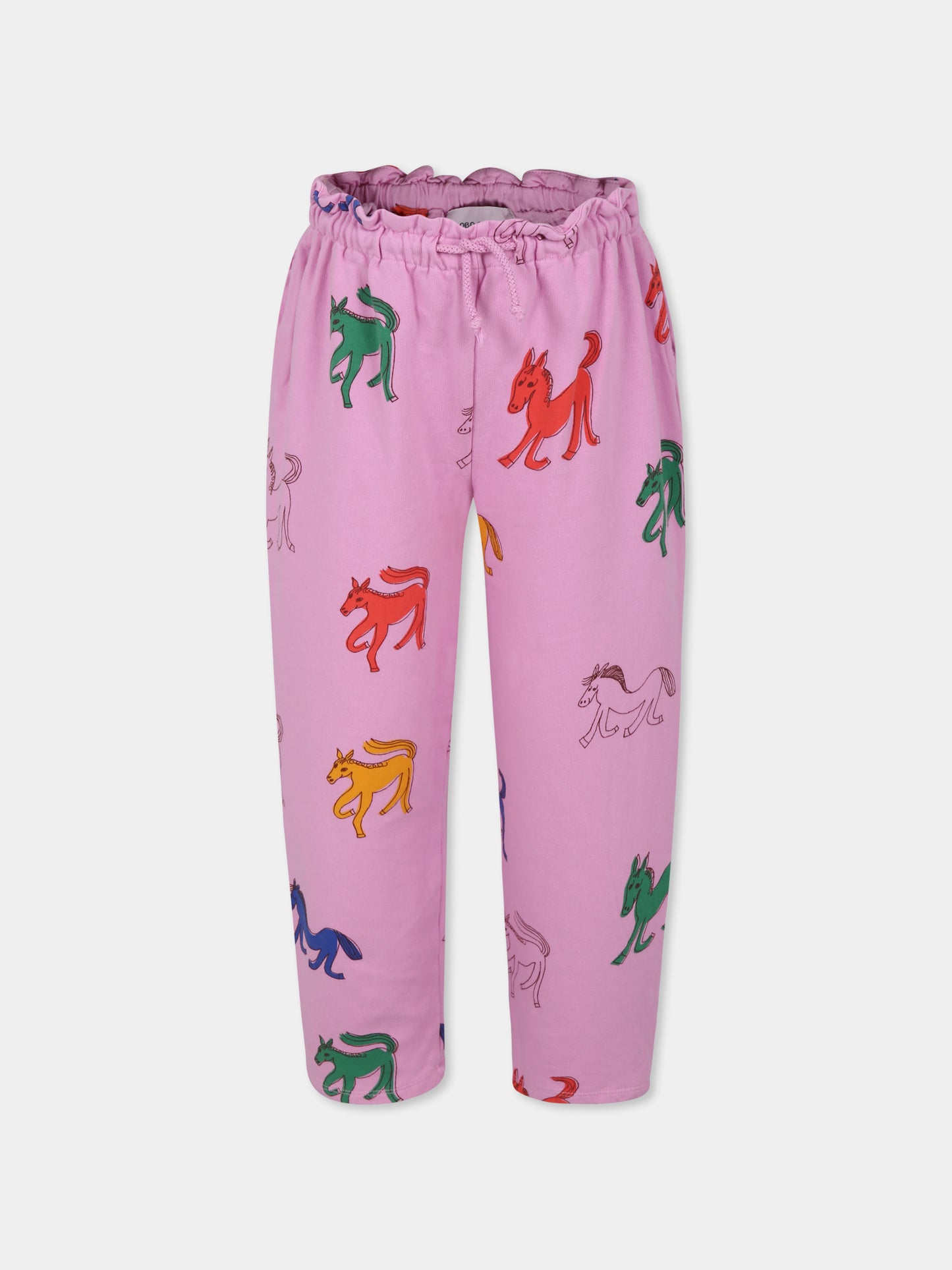 Pantaloni rosa per bambina con stampa cavalli,Bobo Choses,B224AC086