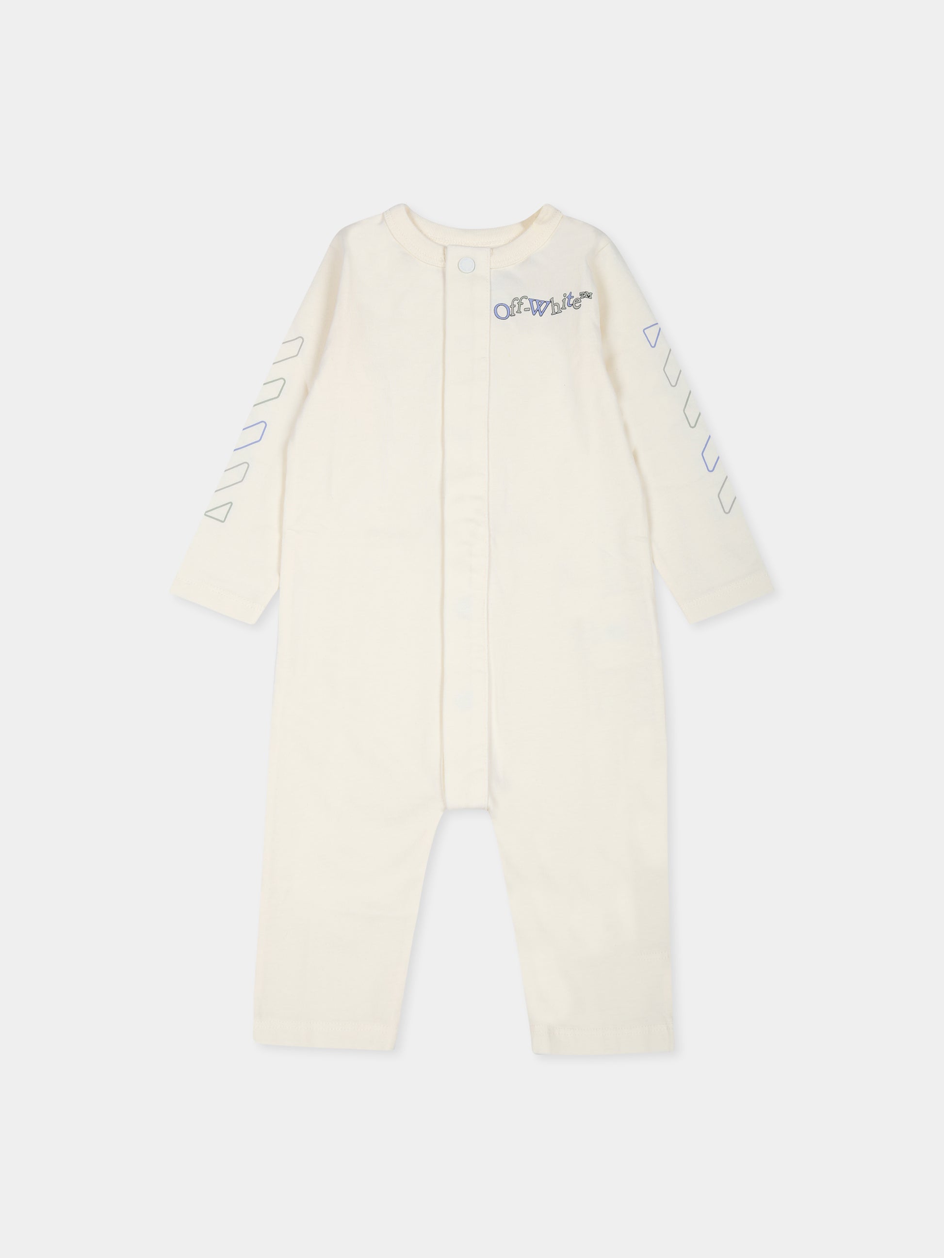 Tutina avorio per neonato con logo e iconiche frecce,Off White,OBXG002F24JER0010317