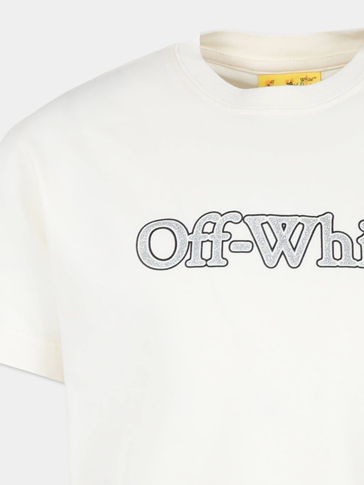 T-shirt avorio per bambina con logo,Off White,OGAA001F24JER0070383