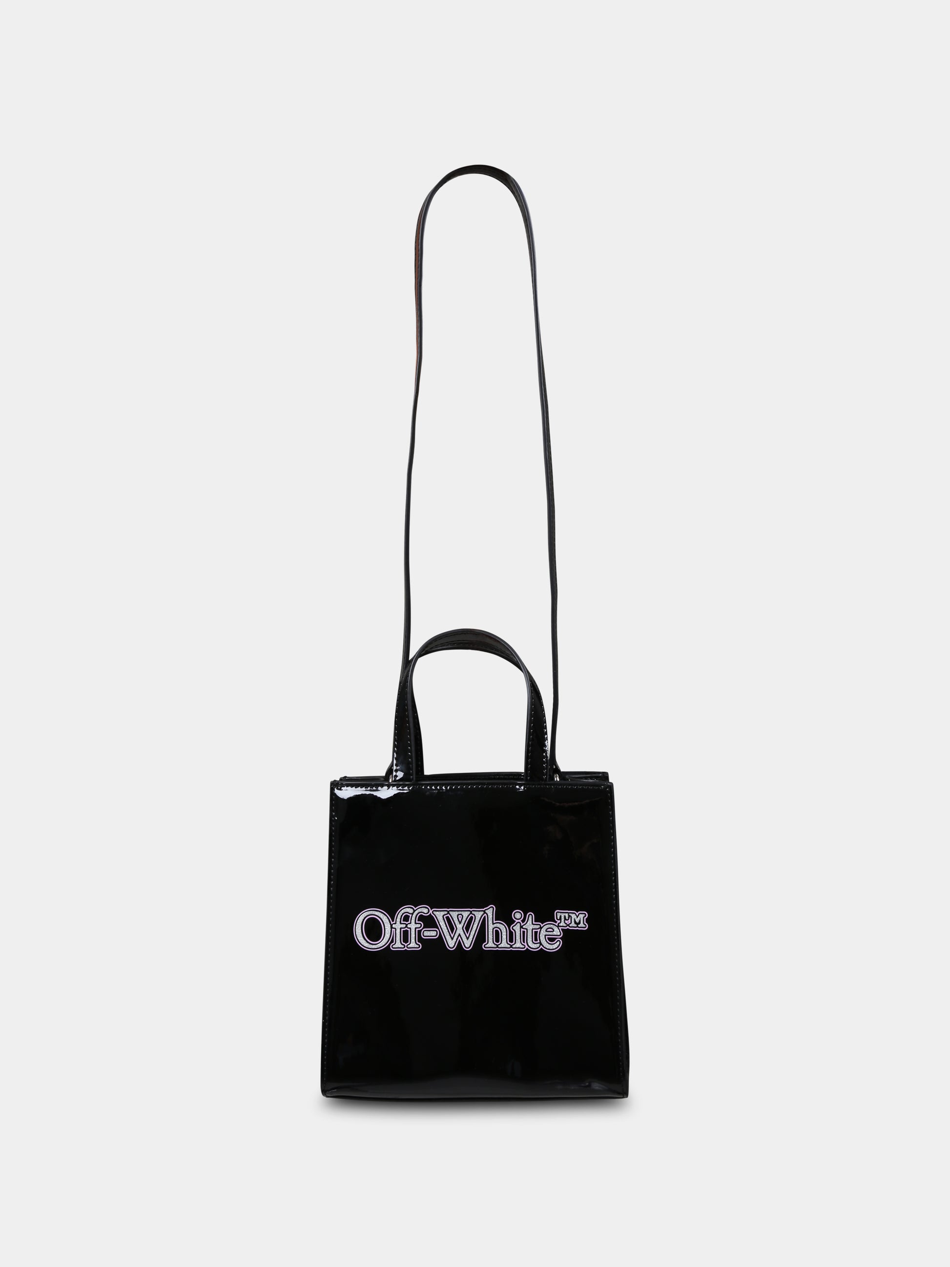 Borsa nera per bambina con logo argentato,Off White,OGNA002F24FAB0011083