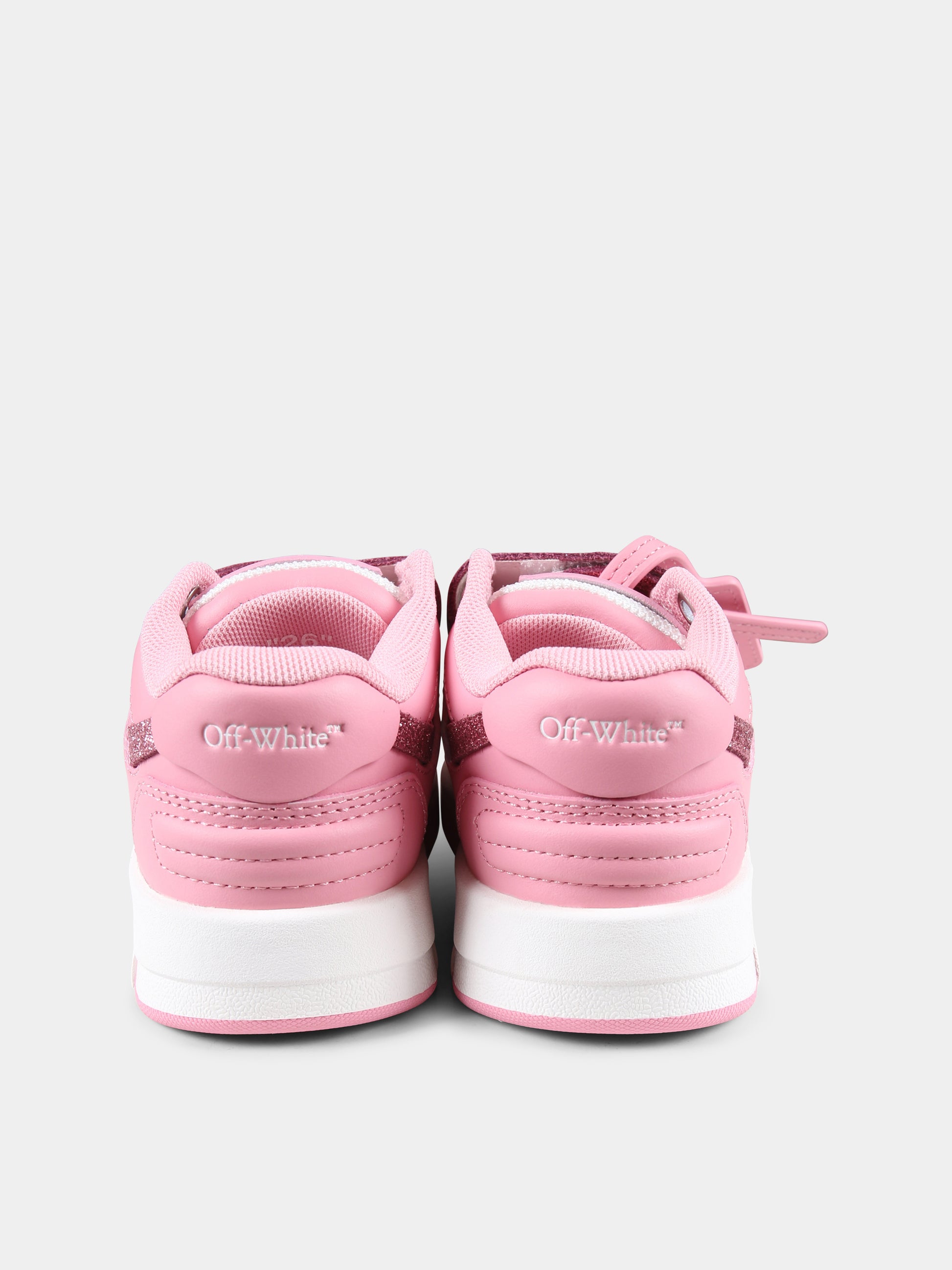 Sneakers Out of Office rosa per bambina con freccia,Off White,OGIA005F24LEA0020130