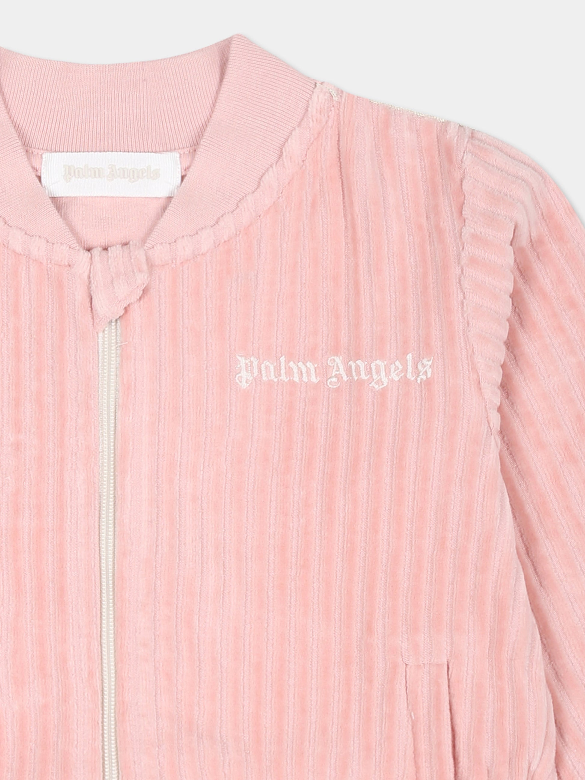 Felpa rosa per neonata con logo,Palm Angels,PG3X002F24FLE0013103