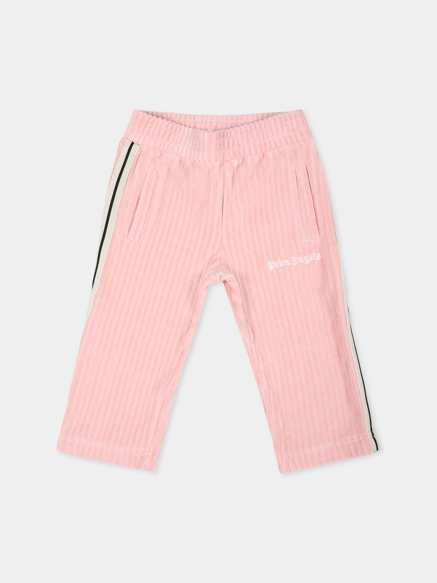 Pantaloni rosa per neonata con logo,Palm Angels,PG4X001F24FLE0013103