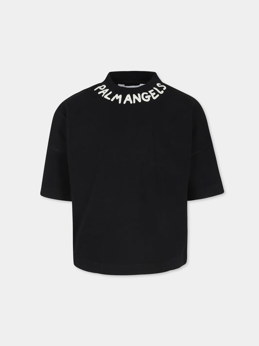 T-shirt nera per bambino con logo,Palm Angels,PBAA002F24JER0011004
