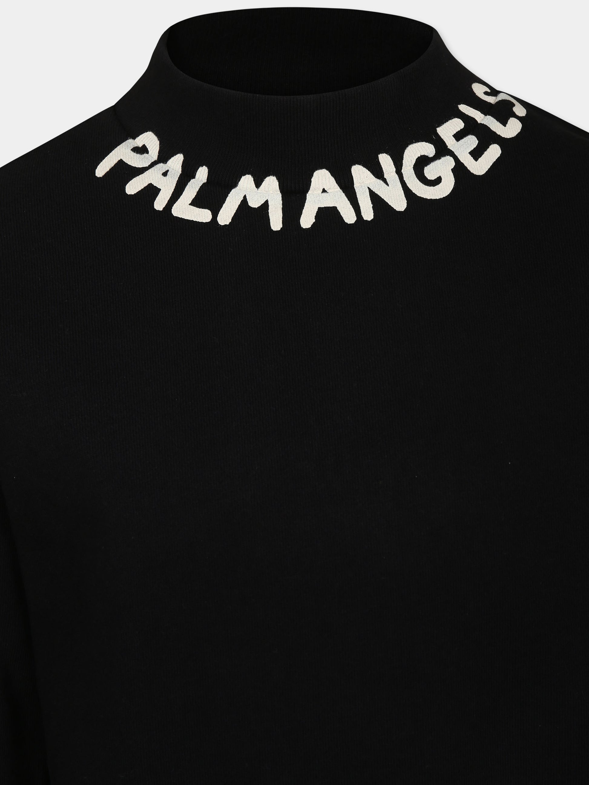 Felpa nera per bambino con logo,Palm Angels,PBBA012F24FLE0021004