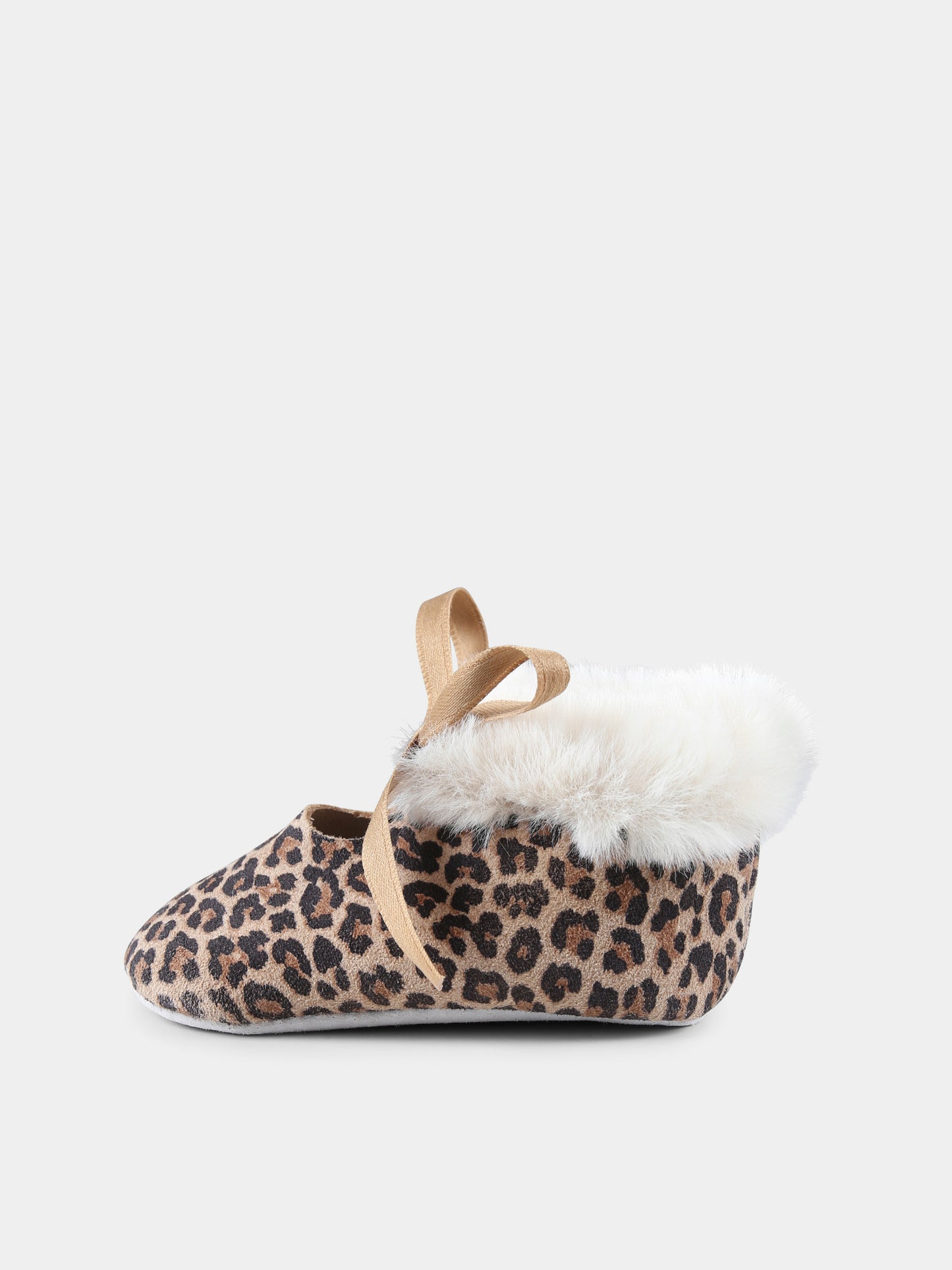 Ballerine marroni per neonata con stampa leopardata,Tartine Et Chocolat,TZ80001 1724H