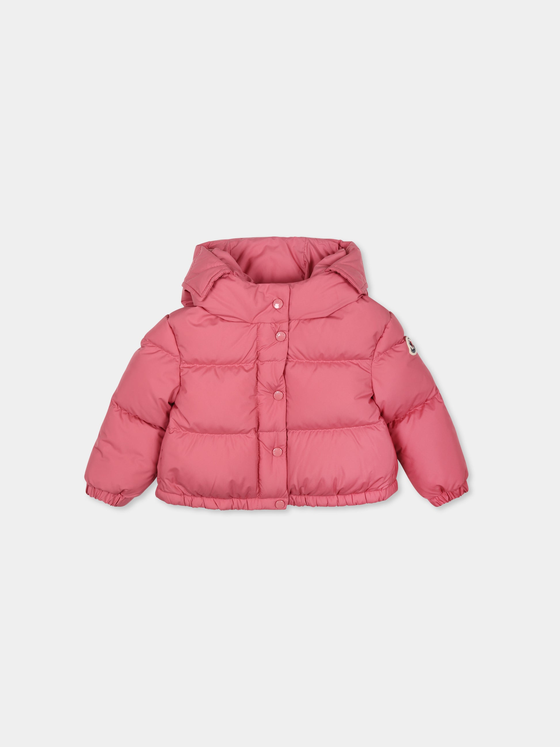 Piumino fucsia Laurie per neonata con patch logato,Moncler Kids,J2951 1A00050 54A81 52L