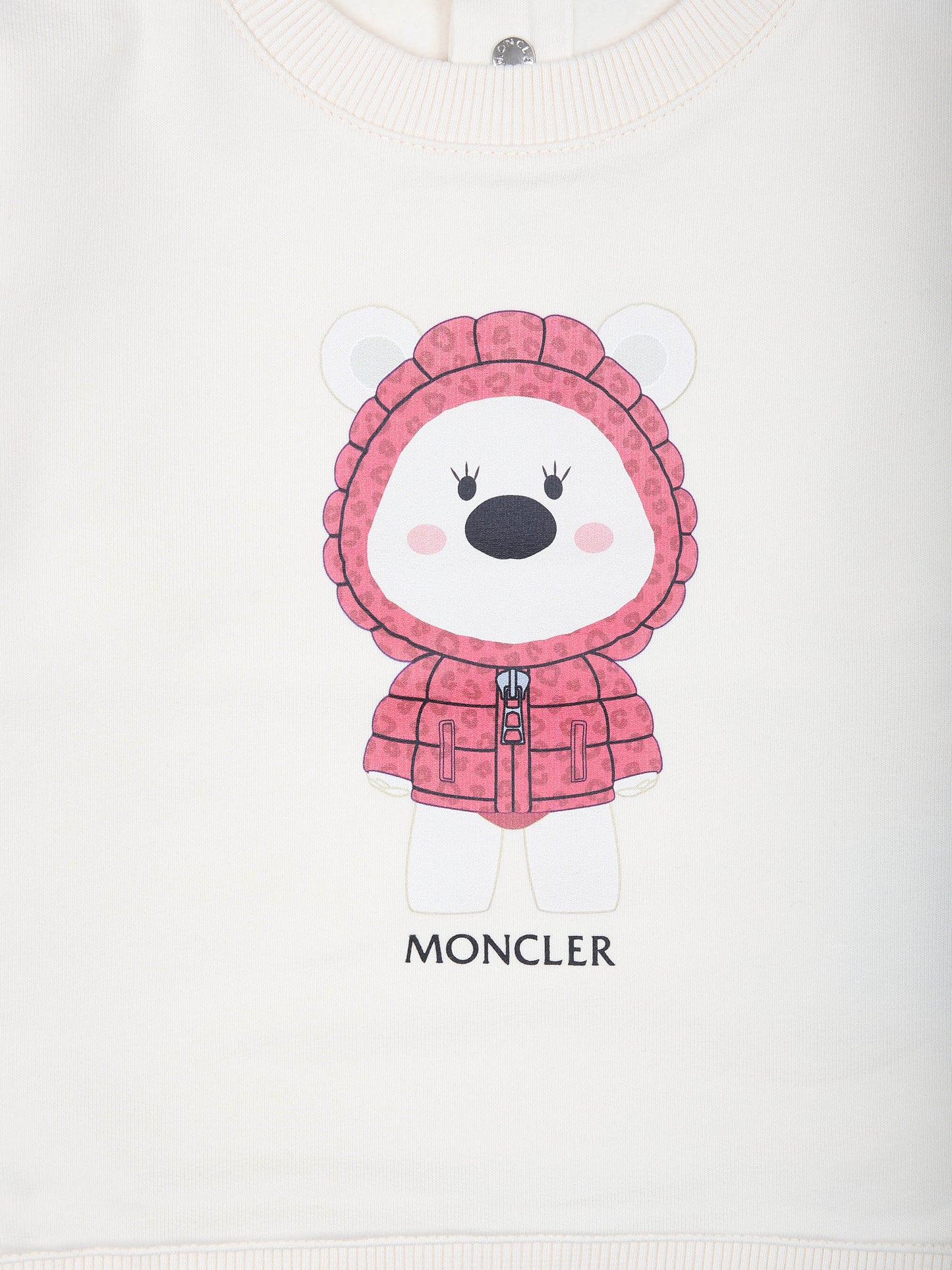 Felpa avorio per neonata con orso e logo,Moncler Kids,J2951 8G00006 89A23 050