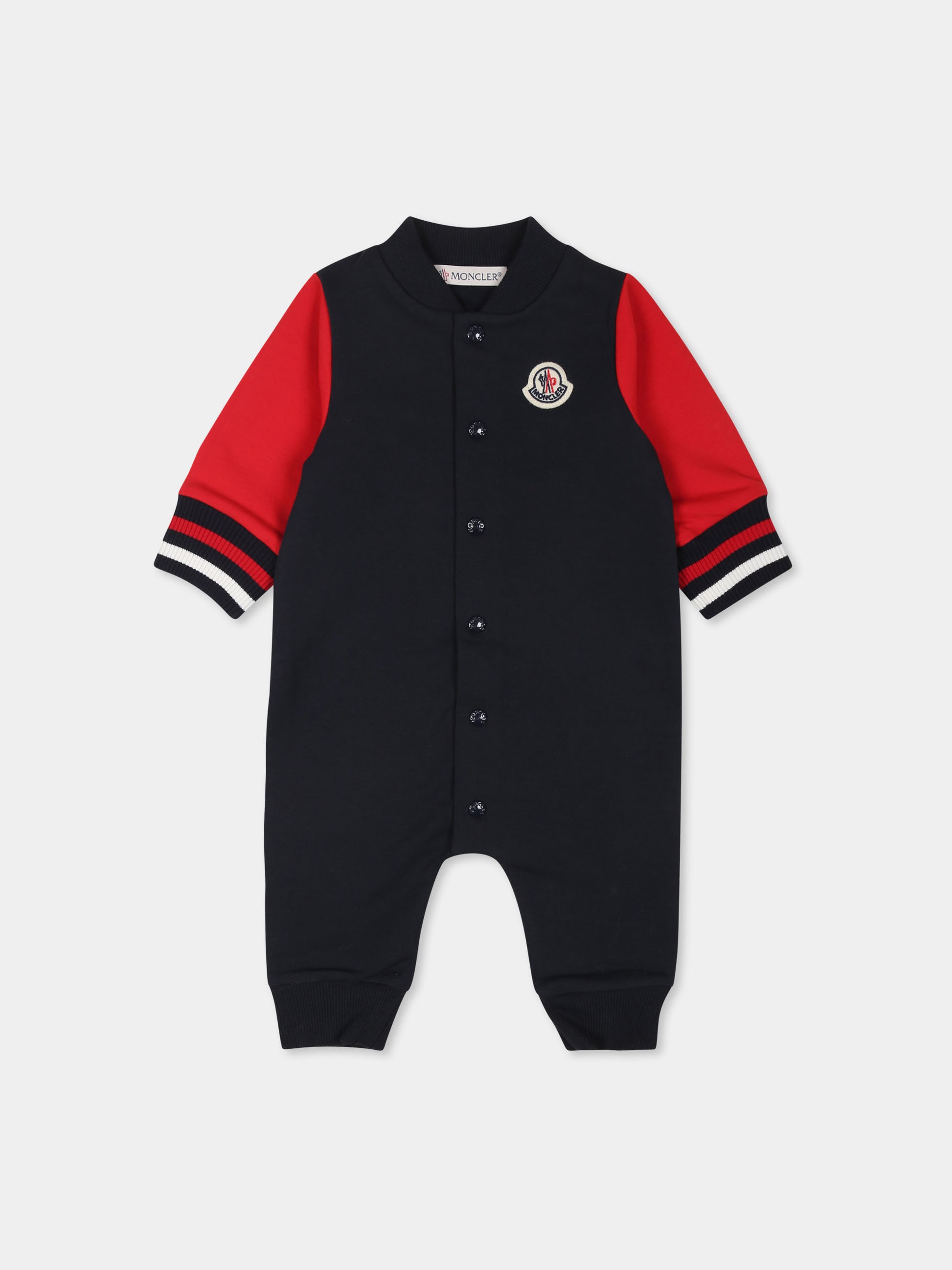 Tutina blu per neonato con logo,Moncler Kids,J2951 8L00007 89AM3 F74