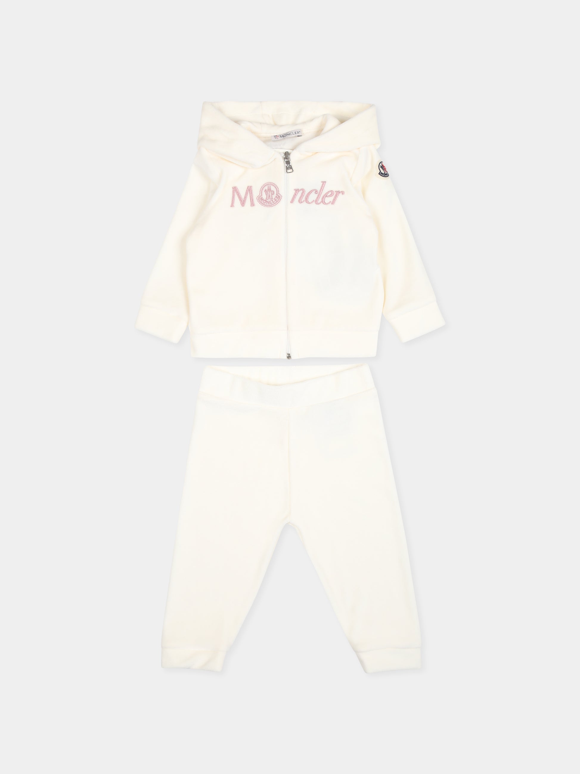 Completo avorio per neonata con logo,Moncler Kids,J2951 8M00014 89AQ4 034